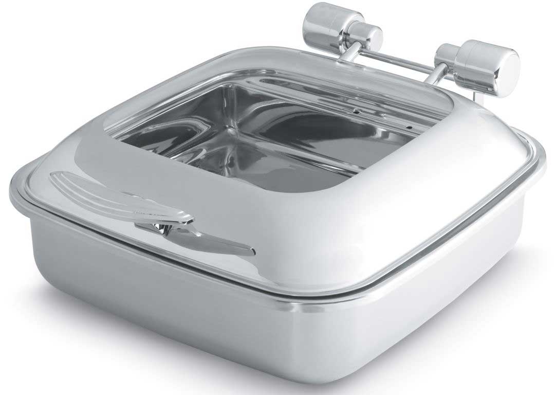 Vollrath Intrigue Stainless Steel Square Chafer with Glass Top