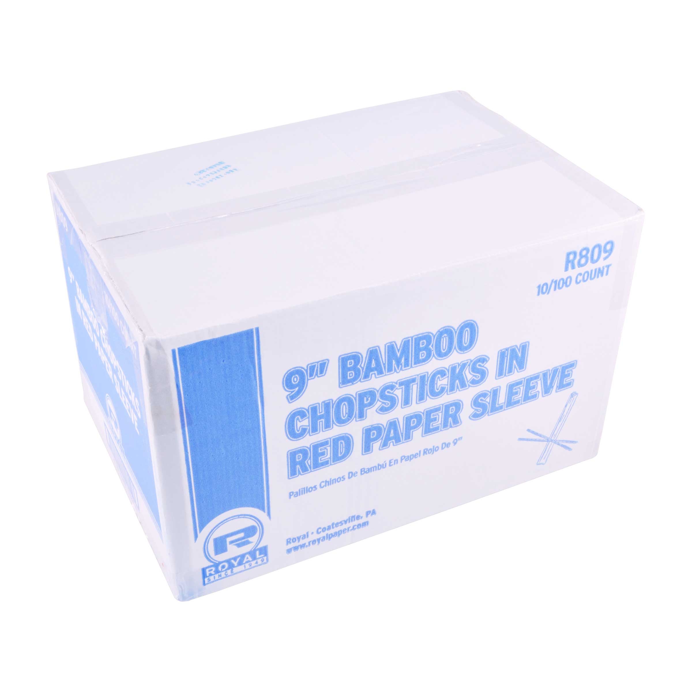 Royal 9 Bamboo Chopstick, 100 count per pack -- 10 per case.