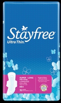 Stayfree Ultra Thin Super Long Pad with Wings, 32 count per pack -- 4 per case.