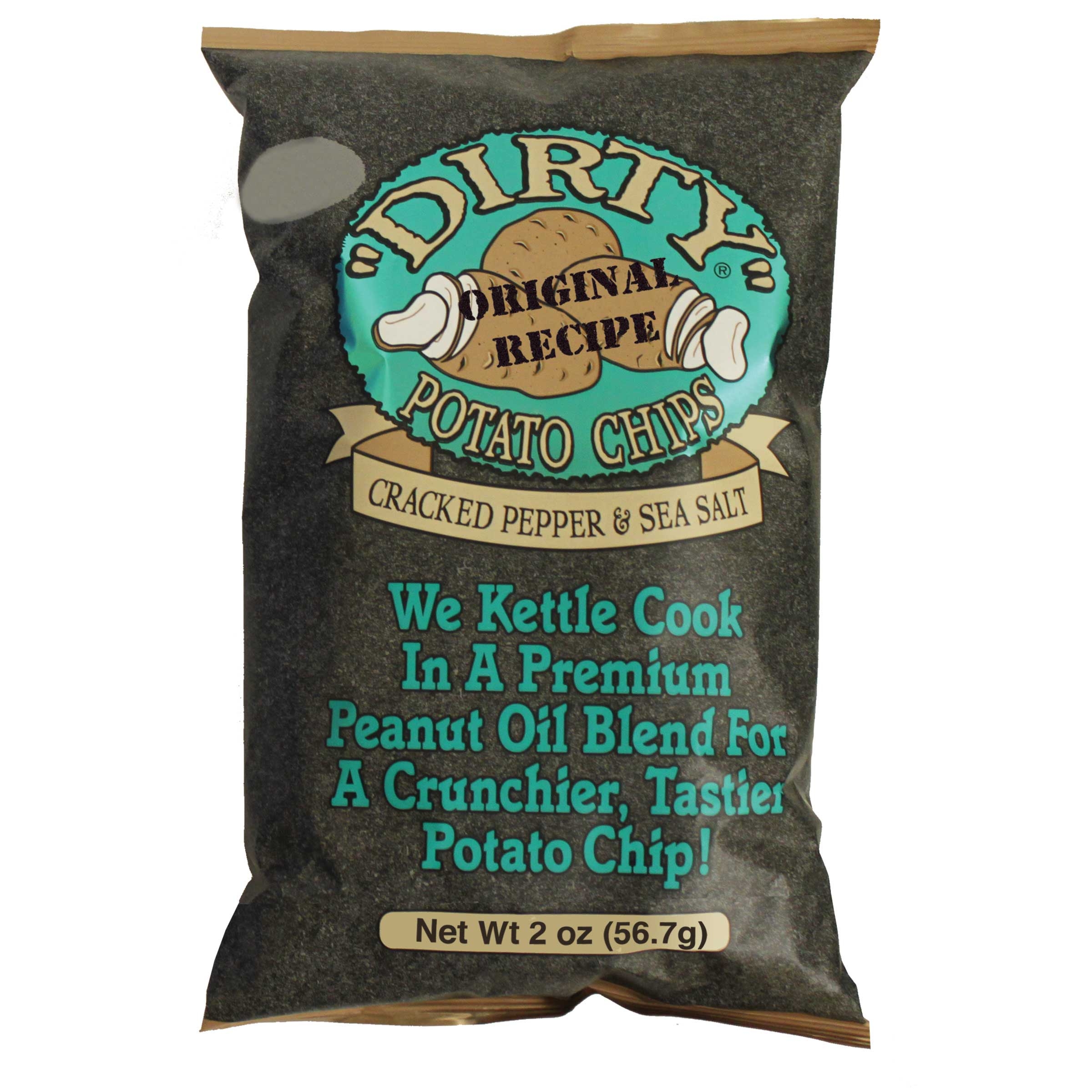 Dirty Cracked Pepper and Sea Salt Potato Chips, 2 Ounce -- 25 per case.