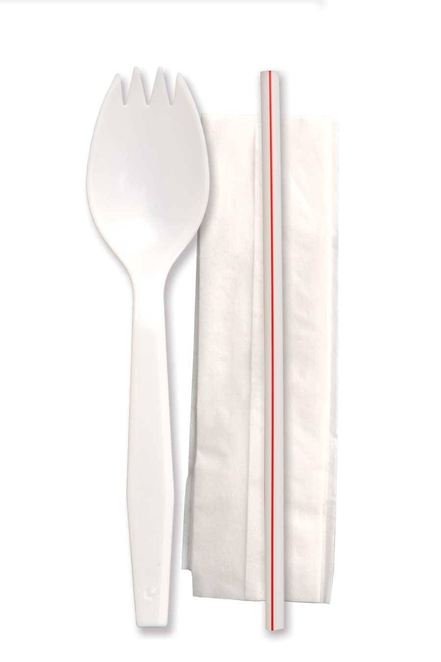 D and W Fine Pack Senate Polypropylene Spork Milkstraw 1 Ply Napkin, 10 x 10 inch -- 1000 per case.