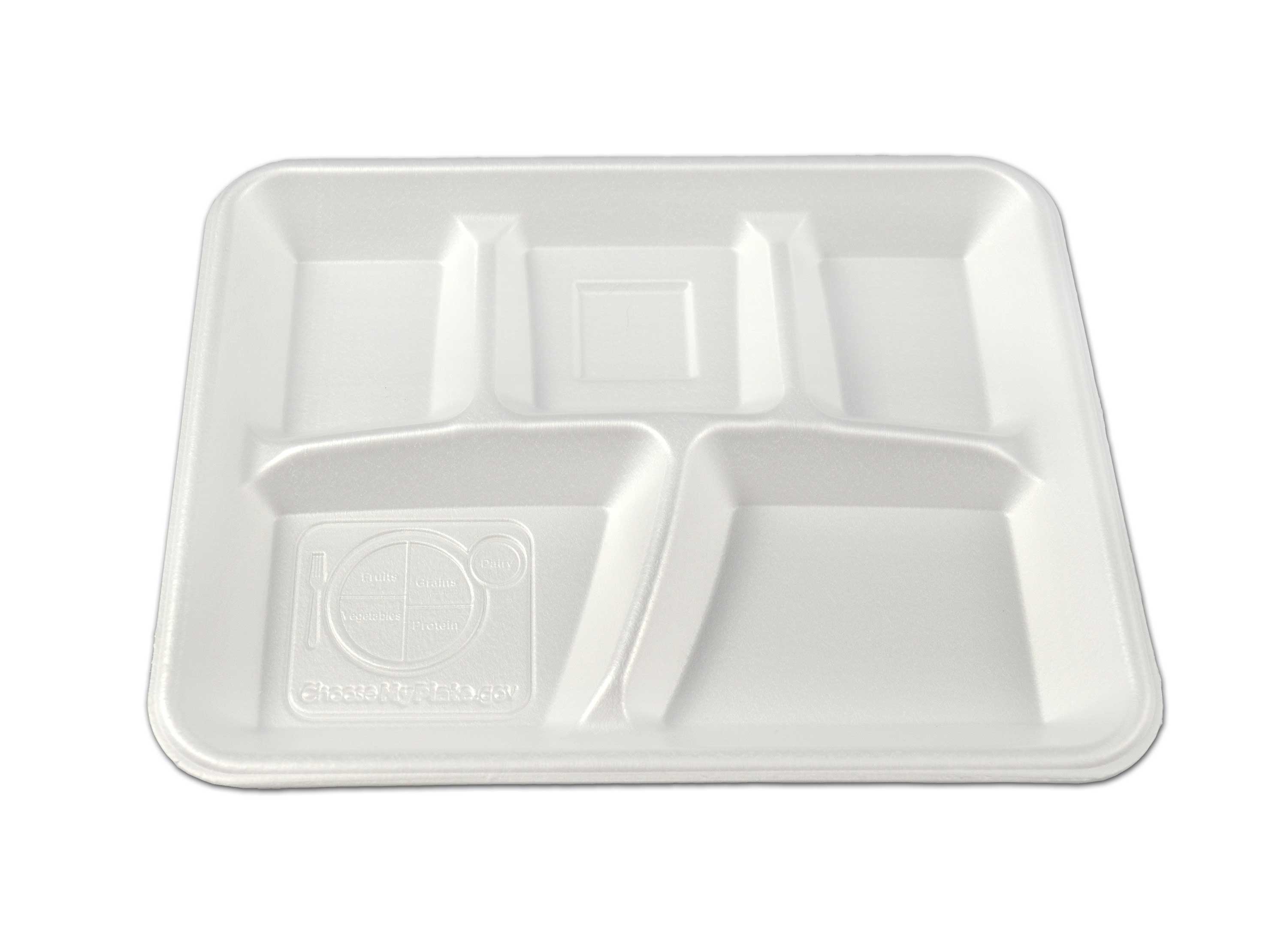 Enviroware Envirofoam White 5 Compartment Tray -- 500 per case.