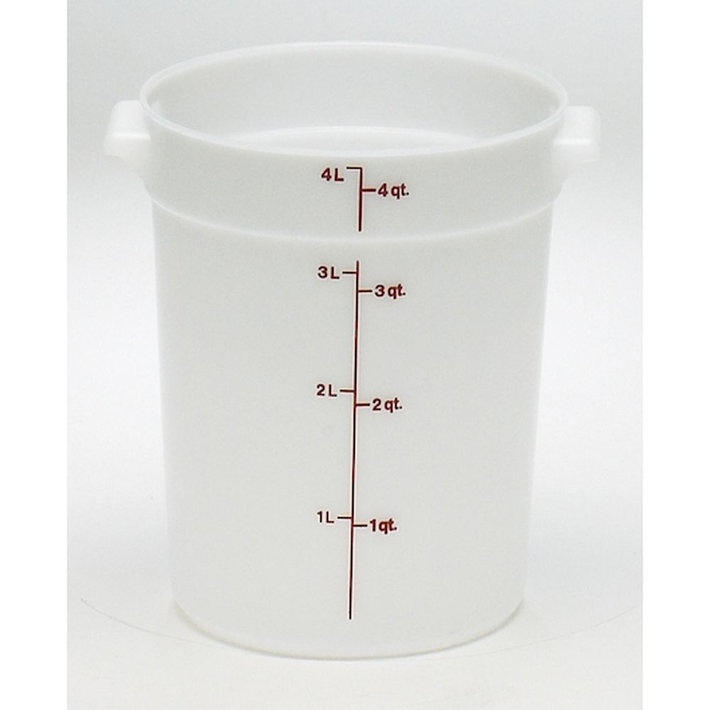 Cambro Polyethylene Round White Food Storage Container, 4 Quart Capacity