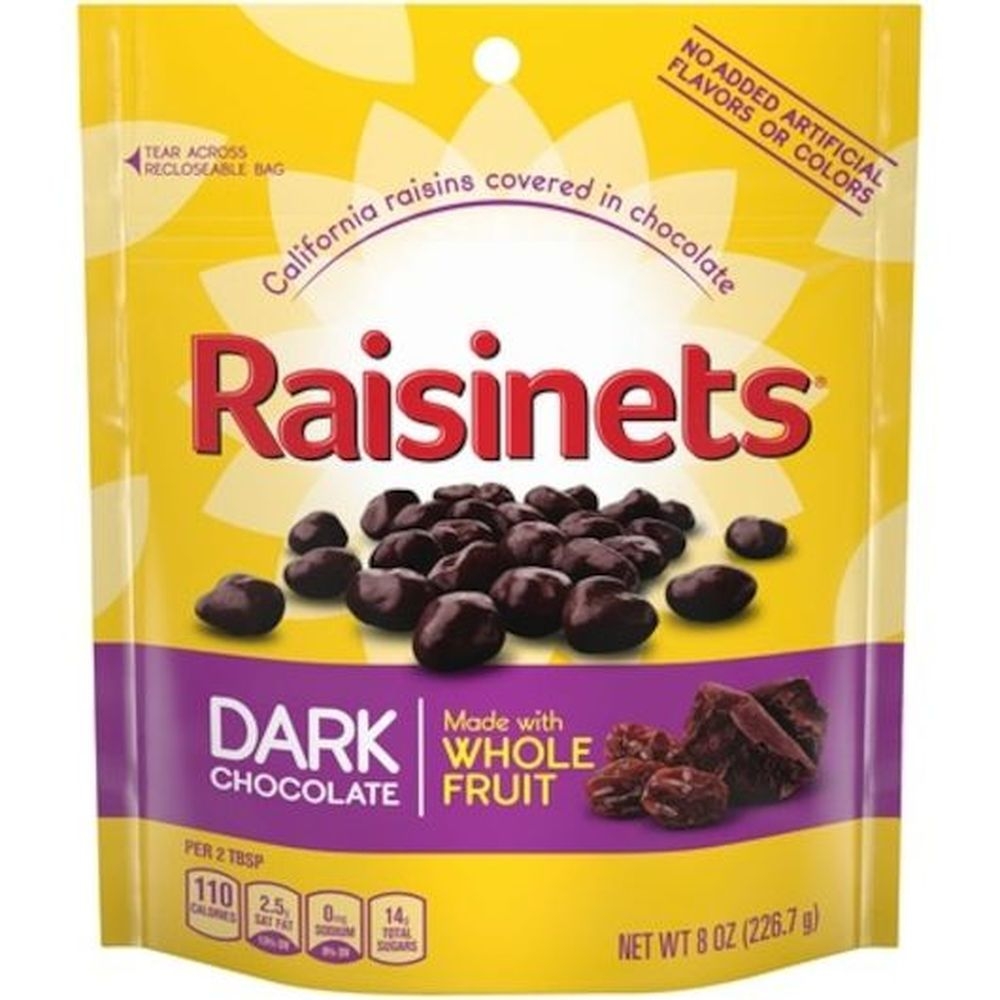 Raisinets Dark Chocolate Covered Raisins, 8 Ounce Stand Up Bag -- 8 per case