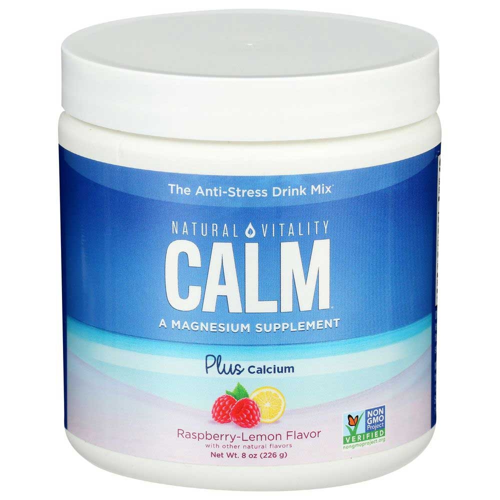 Natural Vitality Calm Raspberry Lemon Flavor Magnesium Plus Calcium Powder, 8 Ounce