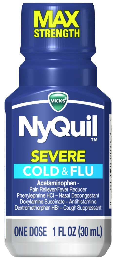 Vicks Nyquil Severe Multi Symptom Pain Reliever and Fever Reducer, 1 Fluid Ounce -- 32 per case
