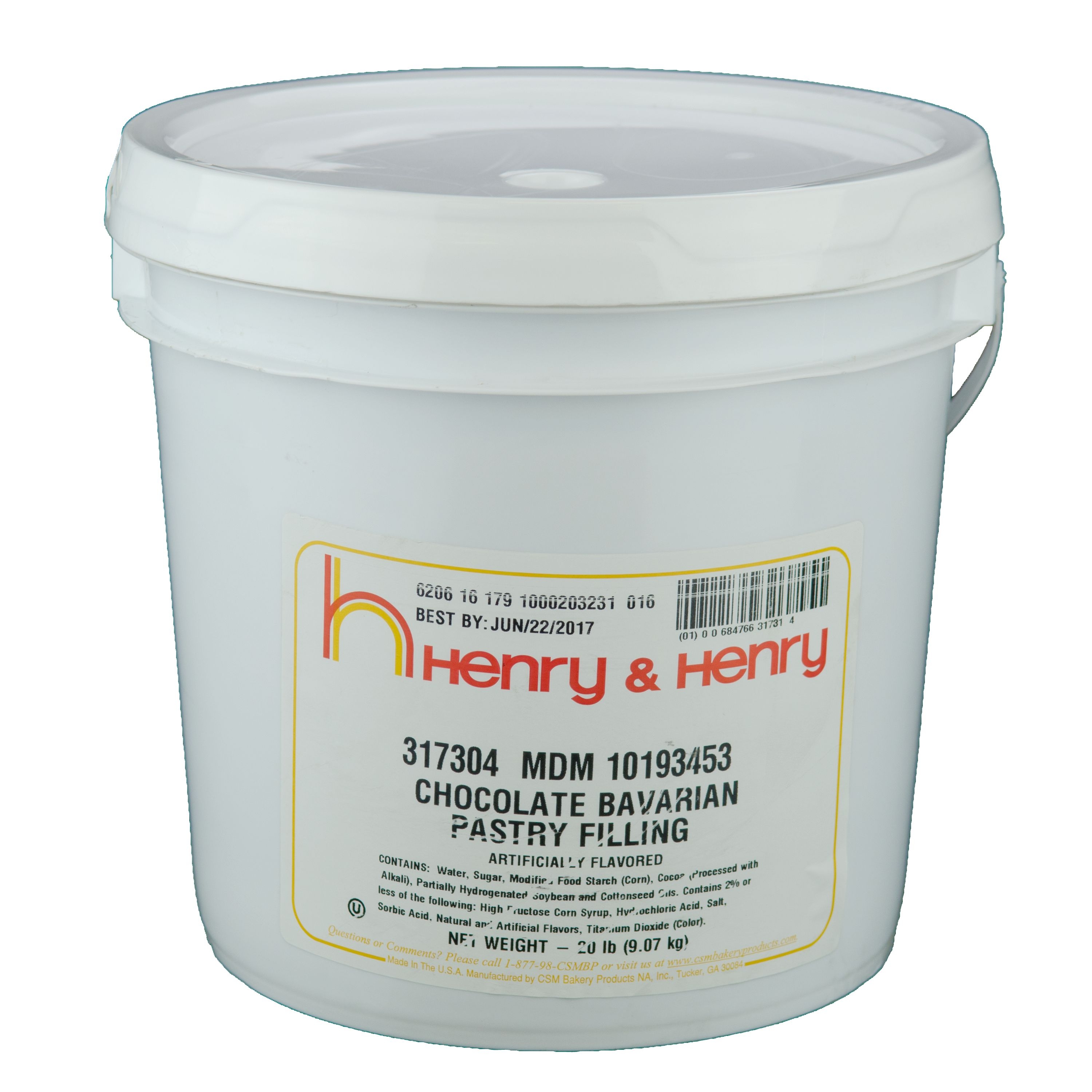 Henry and Henry Creme Style Chocolate Bavarian Pastry Filling, 20 Pound.