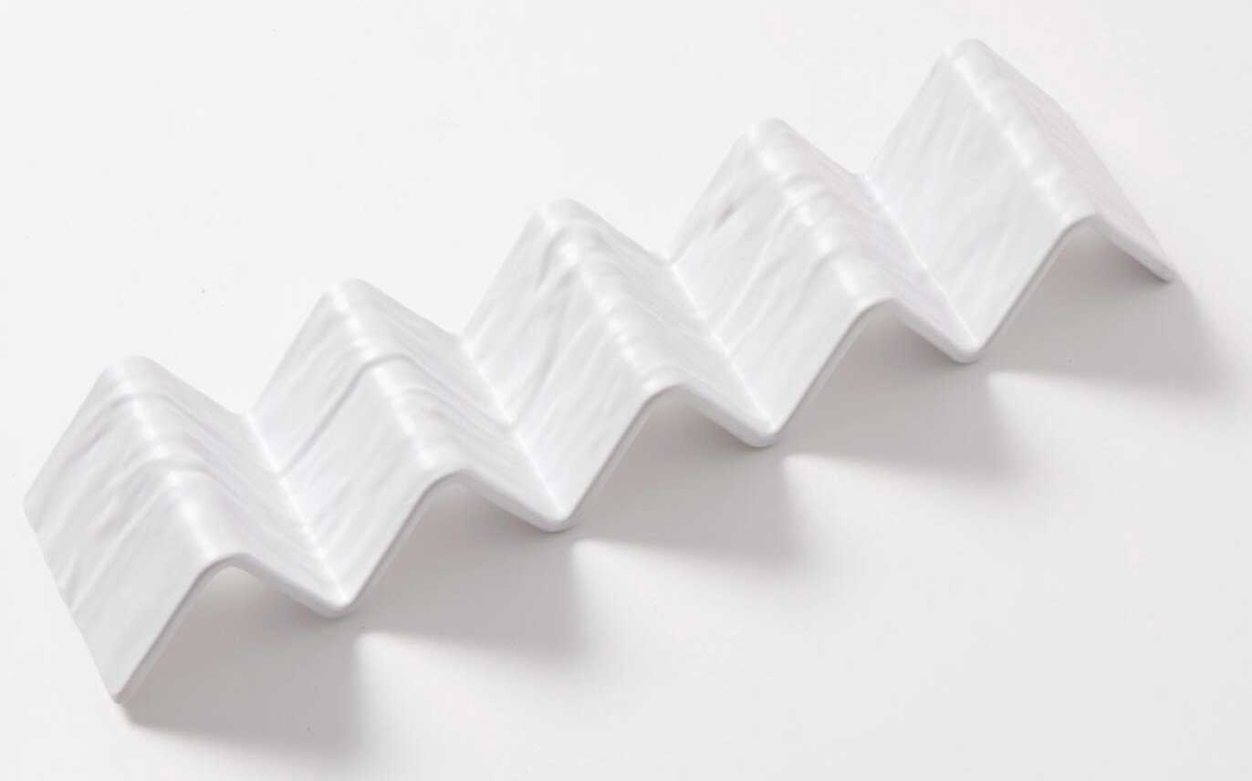 American Metalcraft White Faux Slate Melamine Taco Holder 4 or 5 Compartment Taco Holder, 13 1/4 x 3 x 2 inch