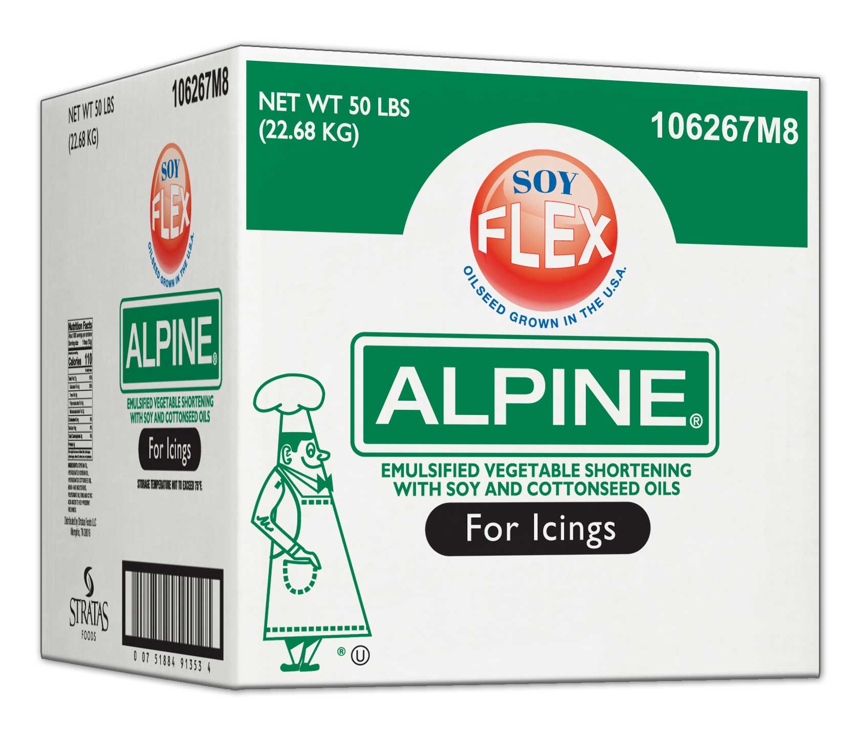 Alpine Soy Flex Icing Shortening, 50 Pound.