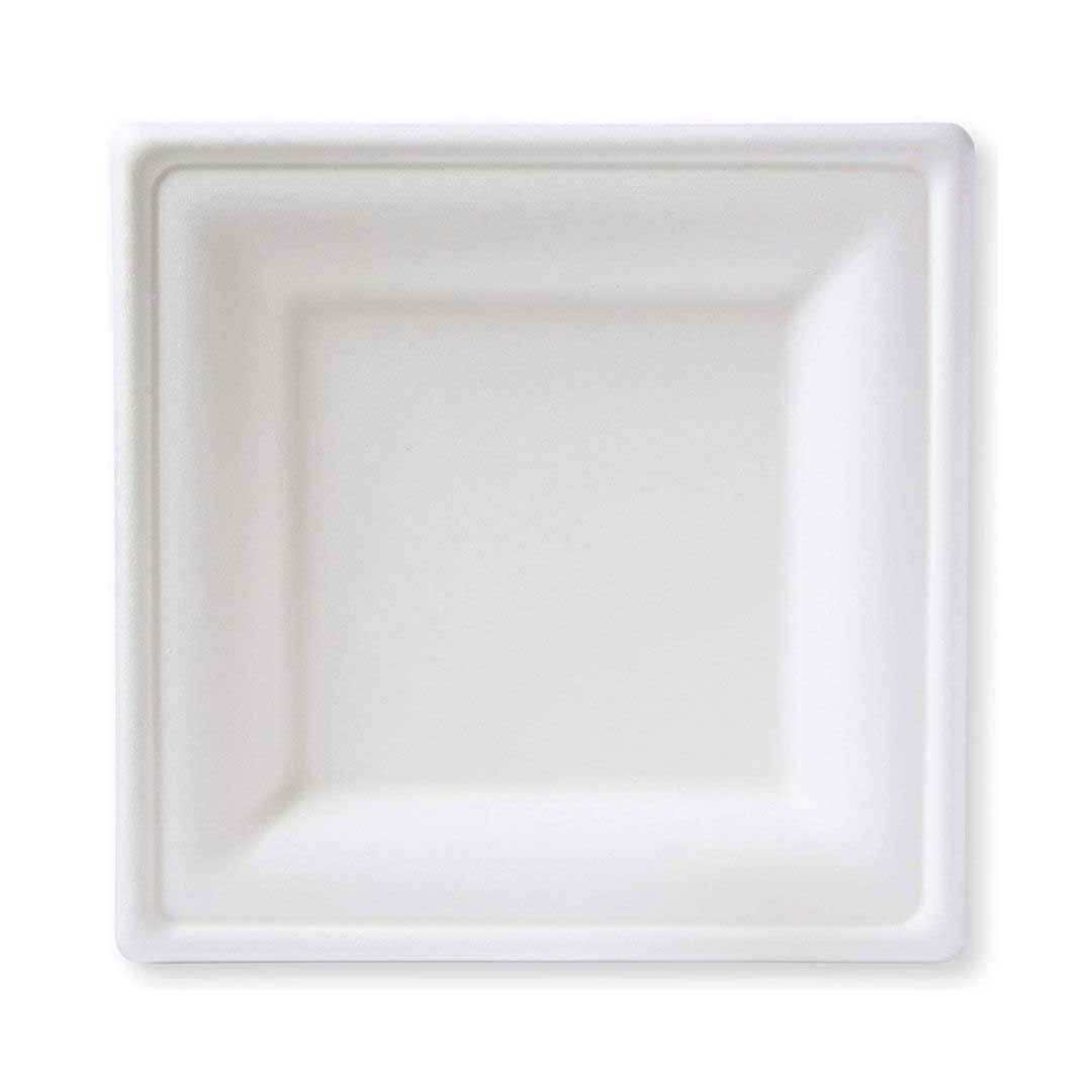 Responsible Products No-PFAS Added Square Compostable Molded Fiber Plate, 8 inch -- 500 per case