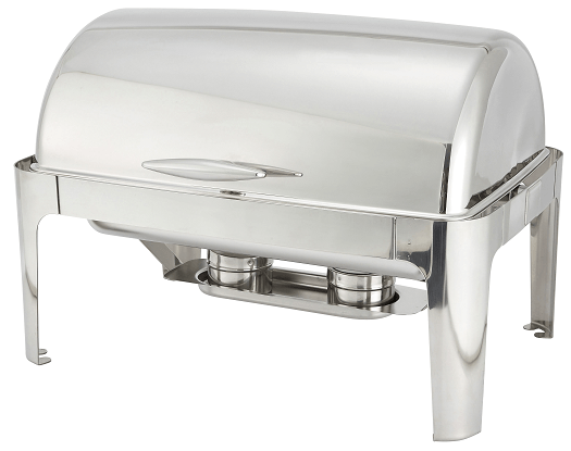 Winco Madison 18/10 Stainless Steel Full Size Roll Top Chafer.
