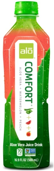 Alo Comfort Watermelon and Peach Aloe Vera Juice Drink, 16.9 Fluid Ounce -- 12 per case