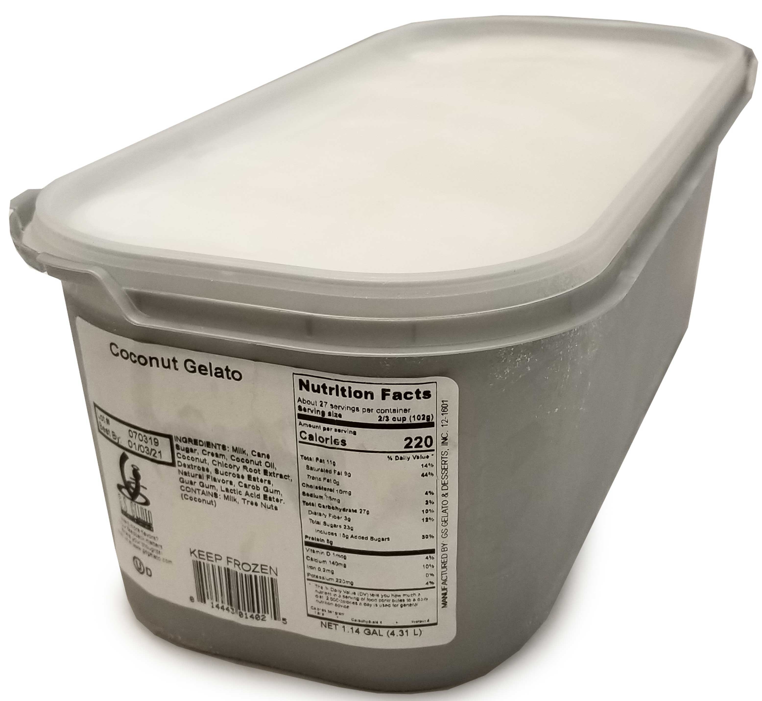 GS Gelato Coconut Gelato, 4.31 Liter