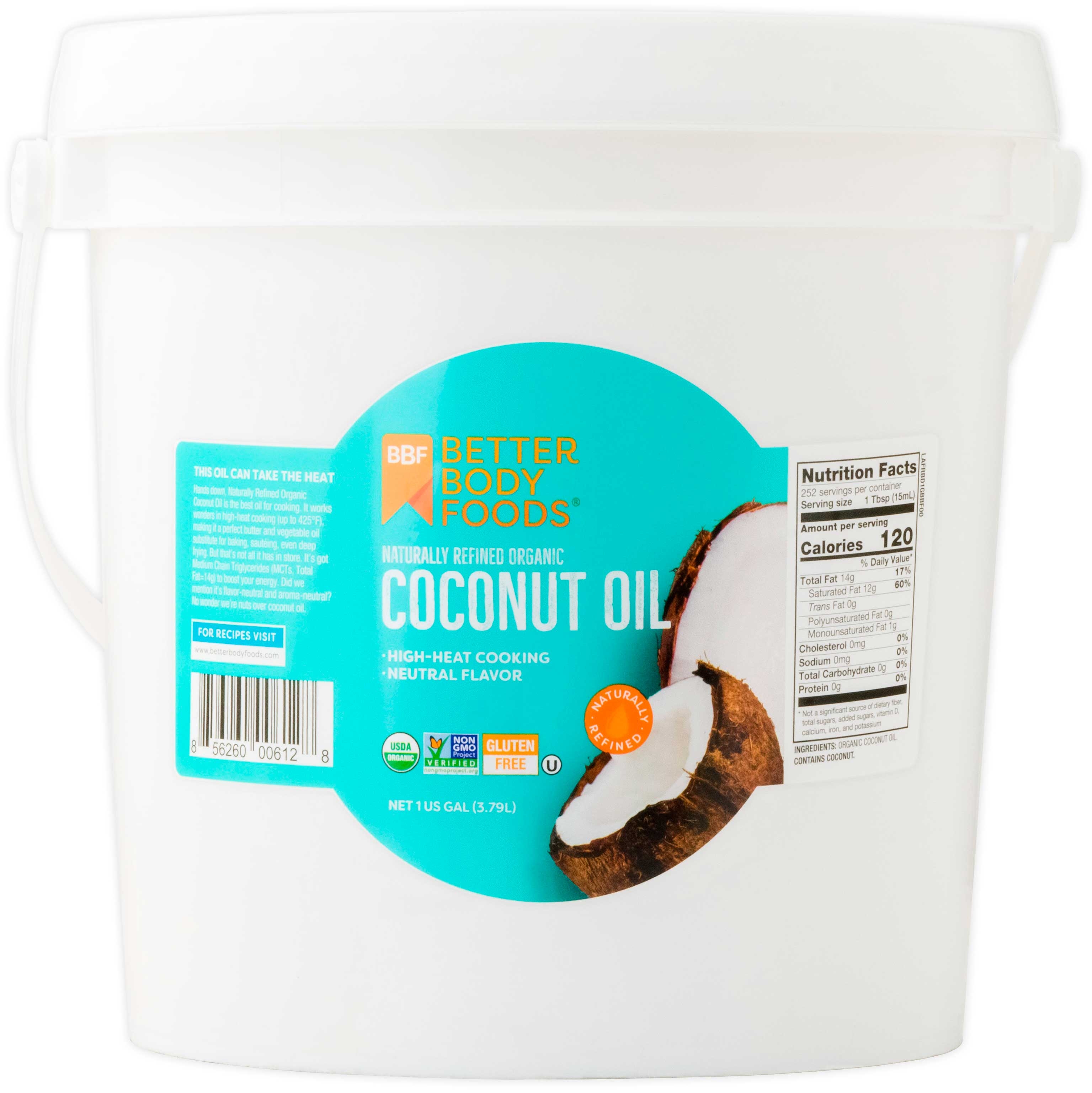 Betterbody Foods Organic Naturally Refined Coconut Oil, 1 Gallon