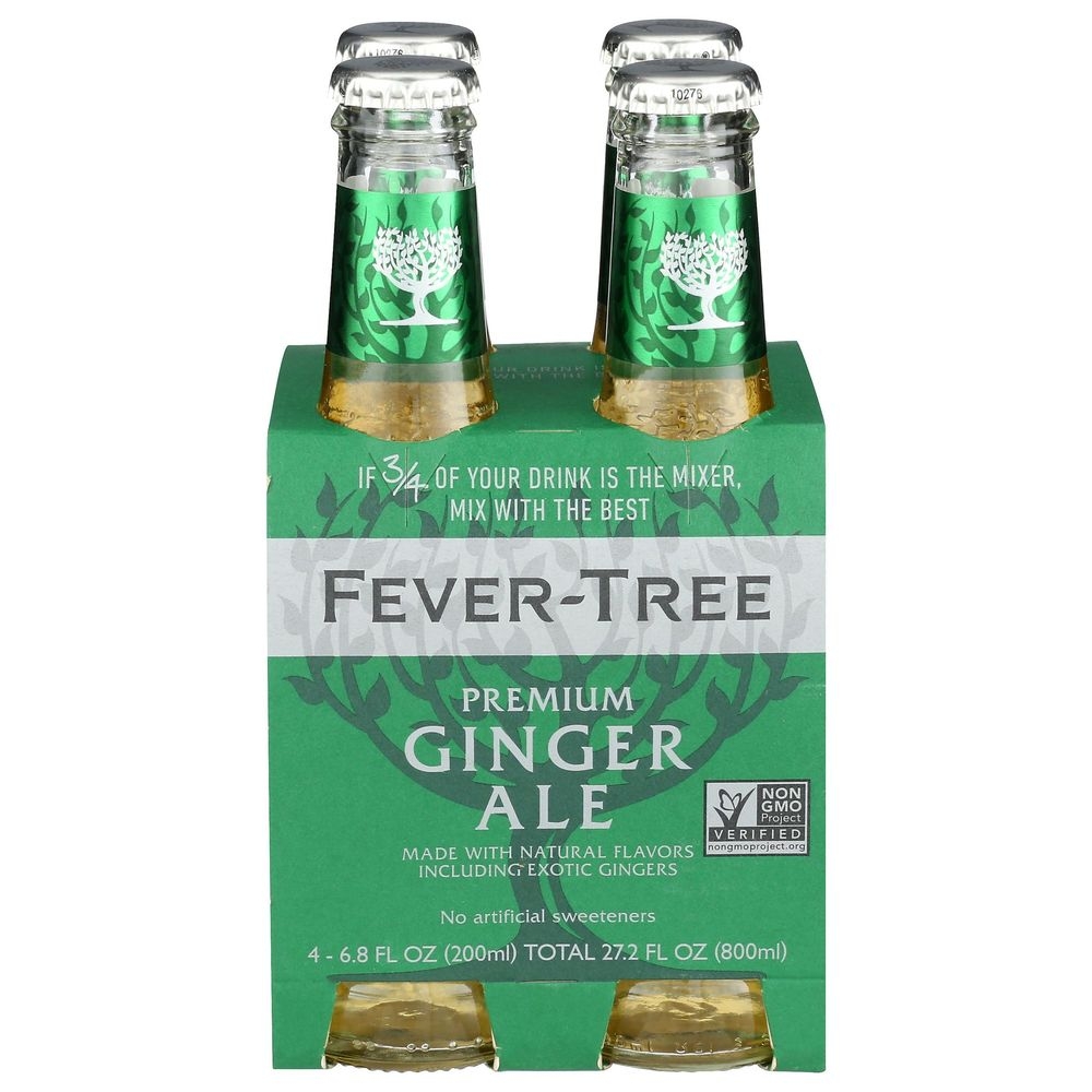 Fever Tree Premium Ginger Ale Soda, 6.8 Fluid Ounce - 4 per pack -- 6 packs per case.