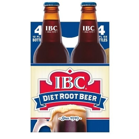 IBC Cane Sugar Diet Root Beer, 4 count per pack -- 6 per case.