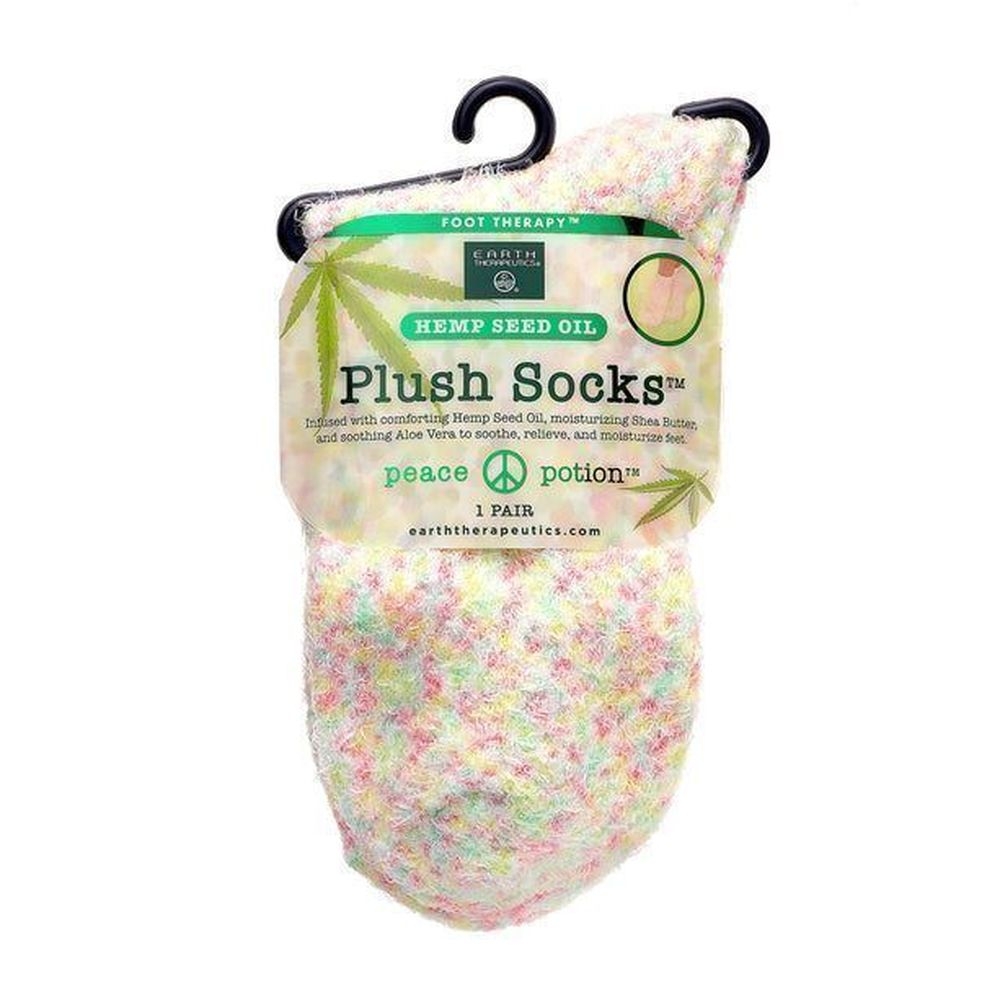 Earth Therapeutics Peach Confetti Hemp Seed Oil Aloe Plush Socks, 1 Pair