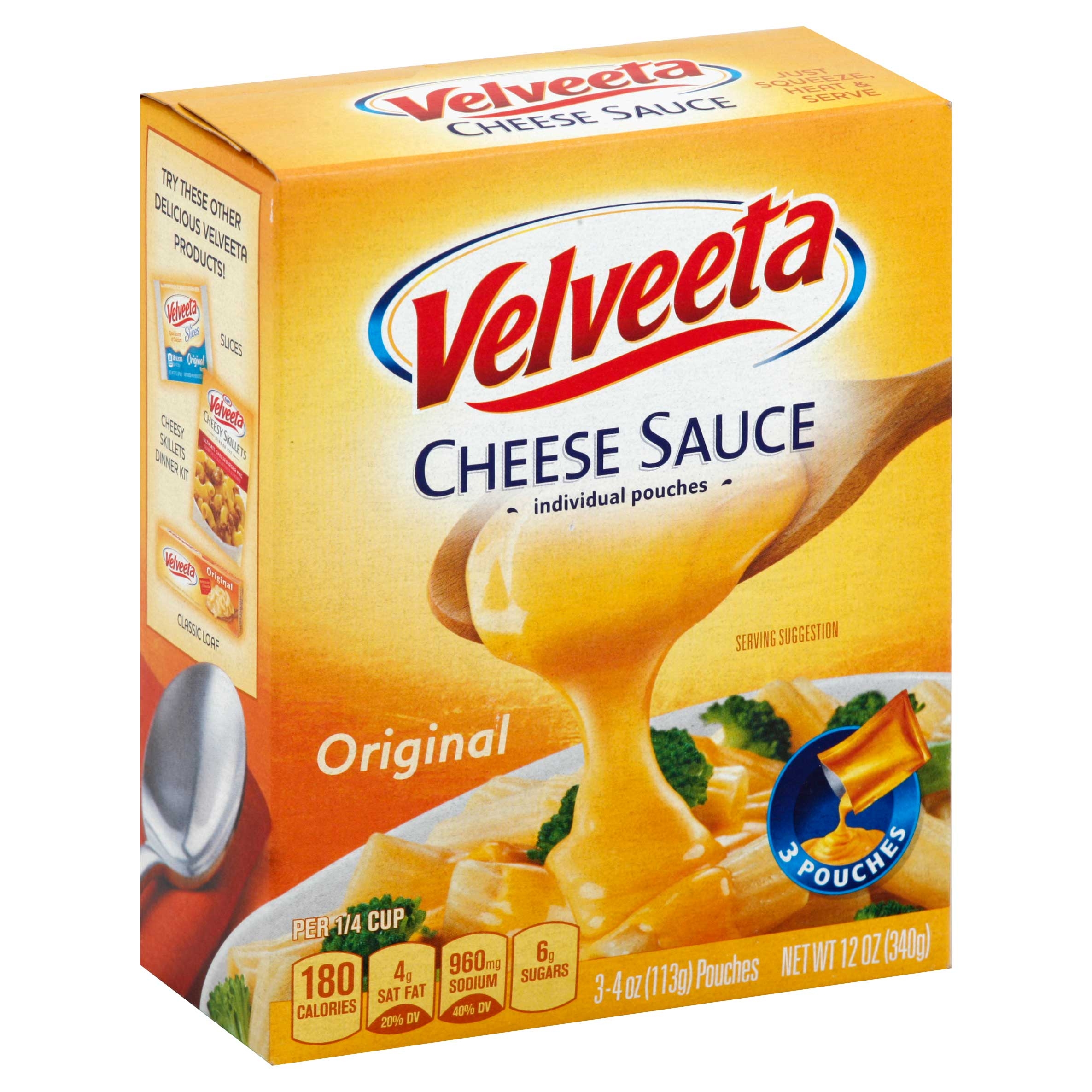 Velveeta Original Processed Cheese Sauce Pouch, 12 Ounce -- 8 per case.