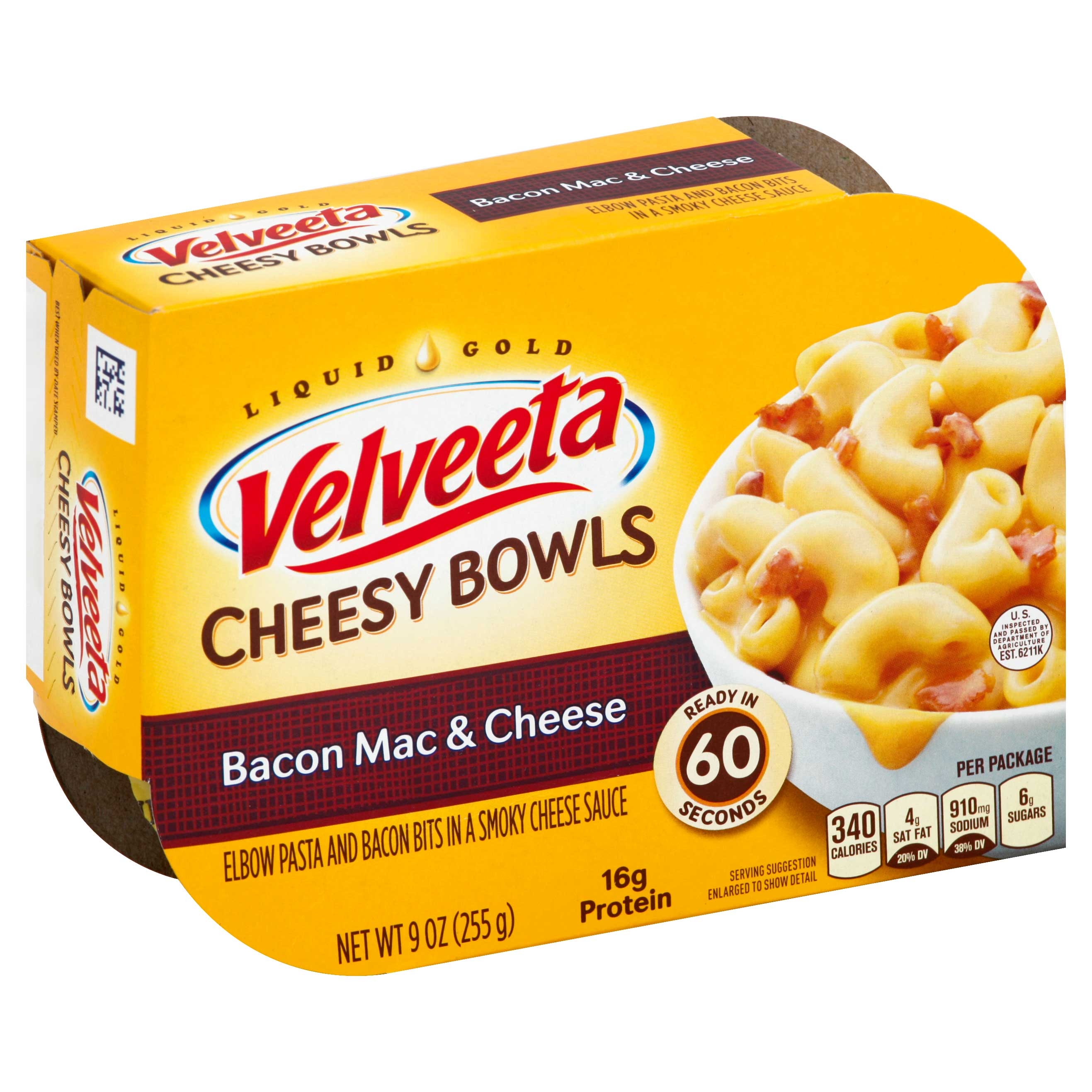 Velveeta Macaroni and Cheese Dinner Bacon Bowl, 9 Ounce -- 6 per case.