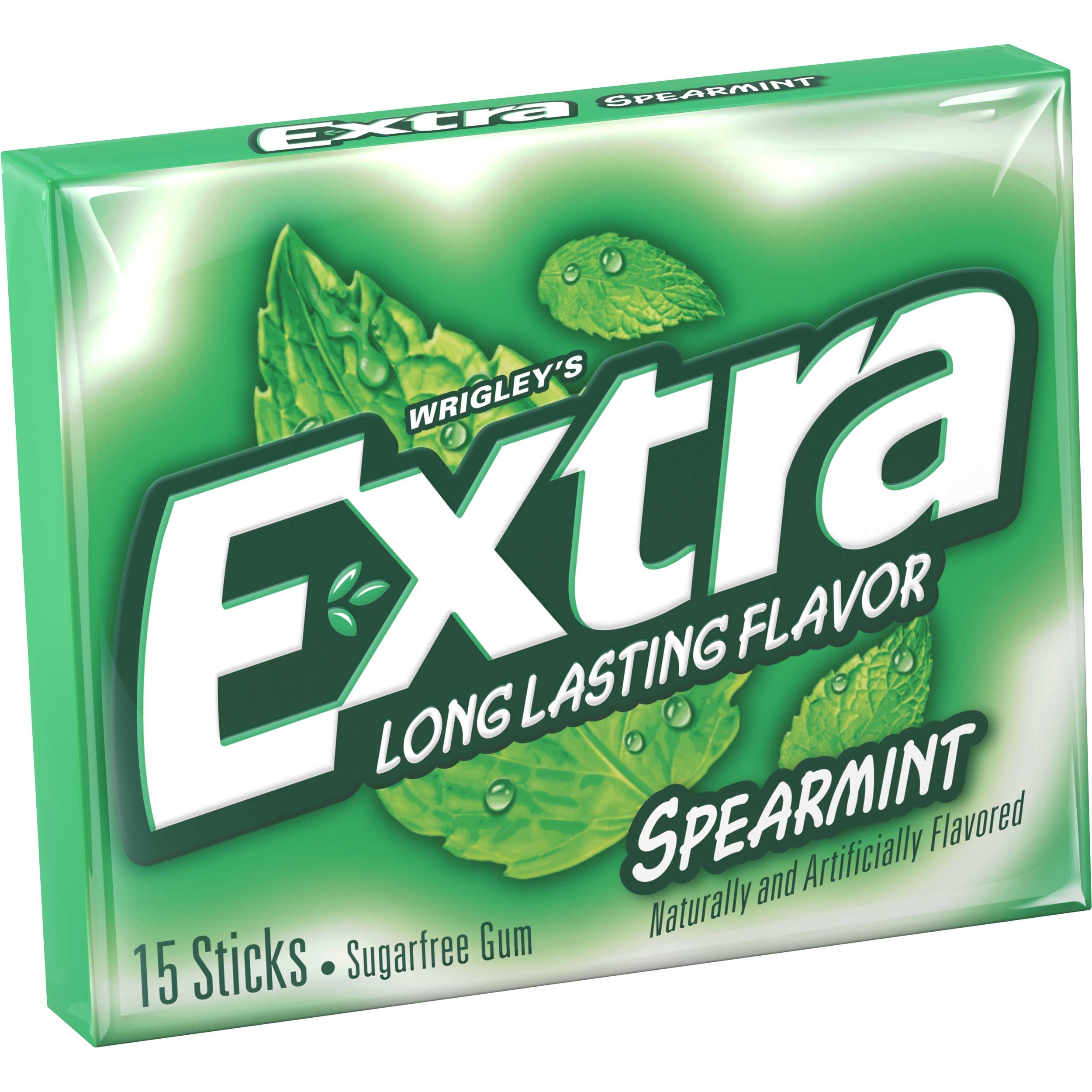 Wrigley Single Serve Extra Spearmint Gum - 15 Piece, 10 per pack -- 12 packs per case.