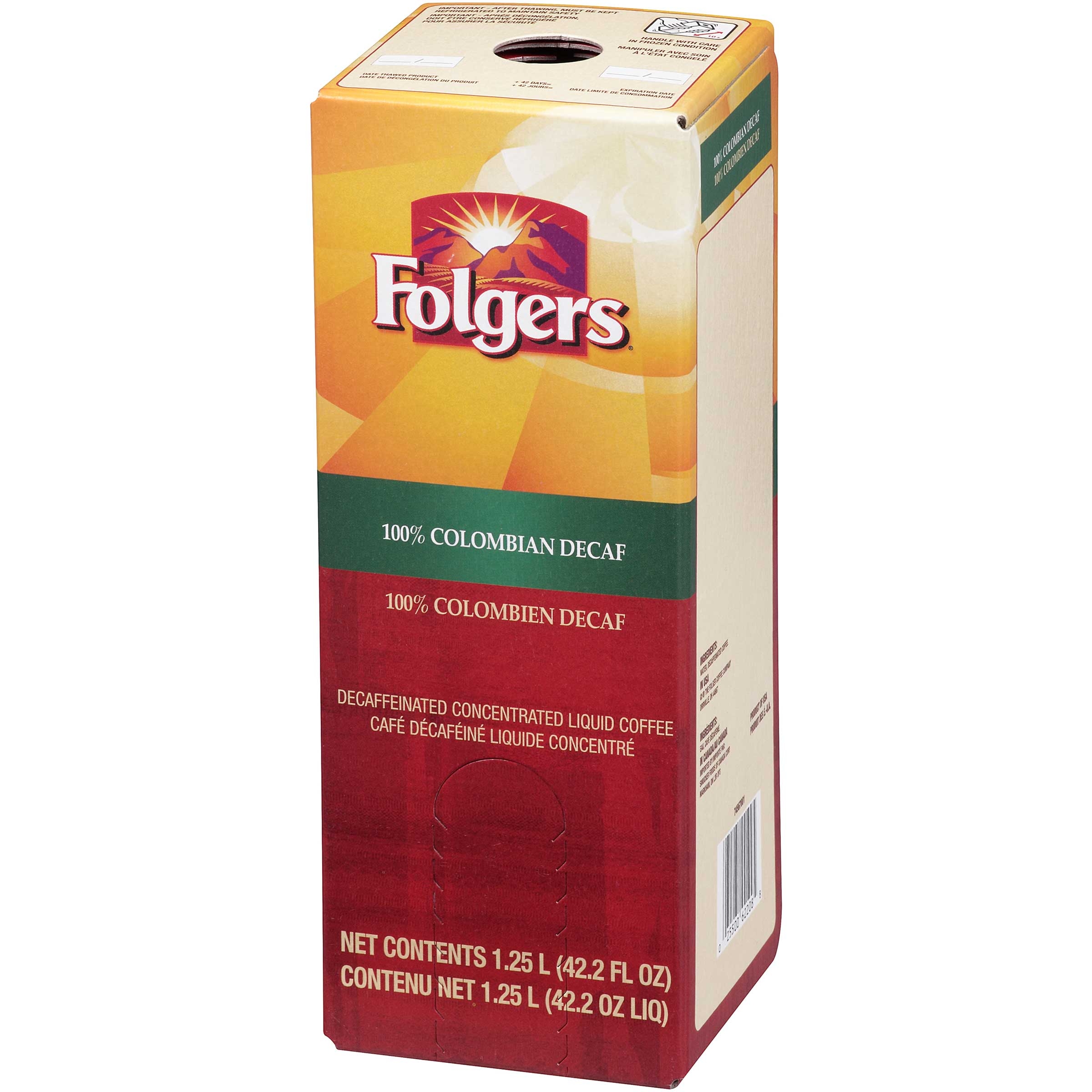 Folgers 100 Percent Colombian Decaffeinated Coffee Liquid, 1.25 Liter -- 2 per case.