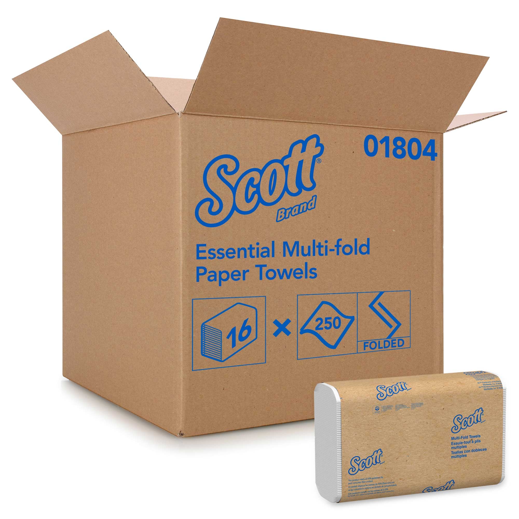 Scott Essential White Multifold Paper Towel - 250 per pack -- 16 packs per case