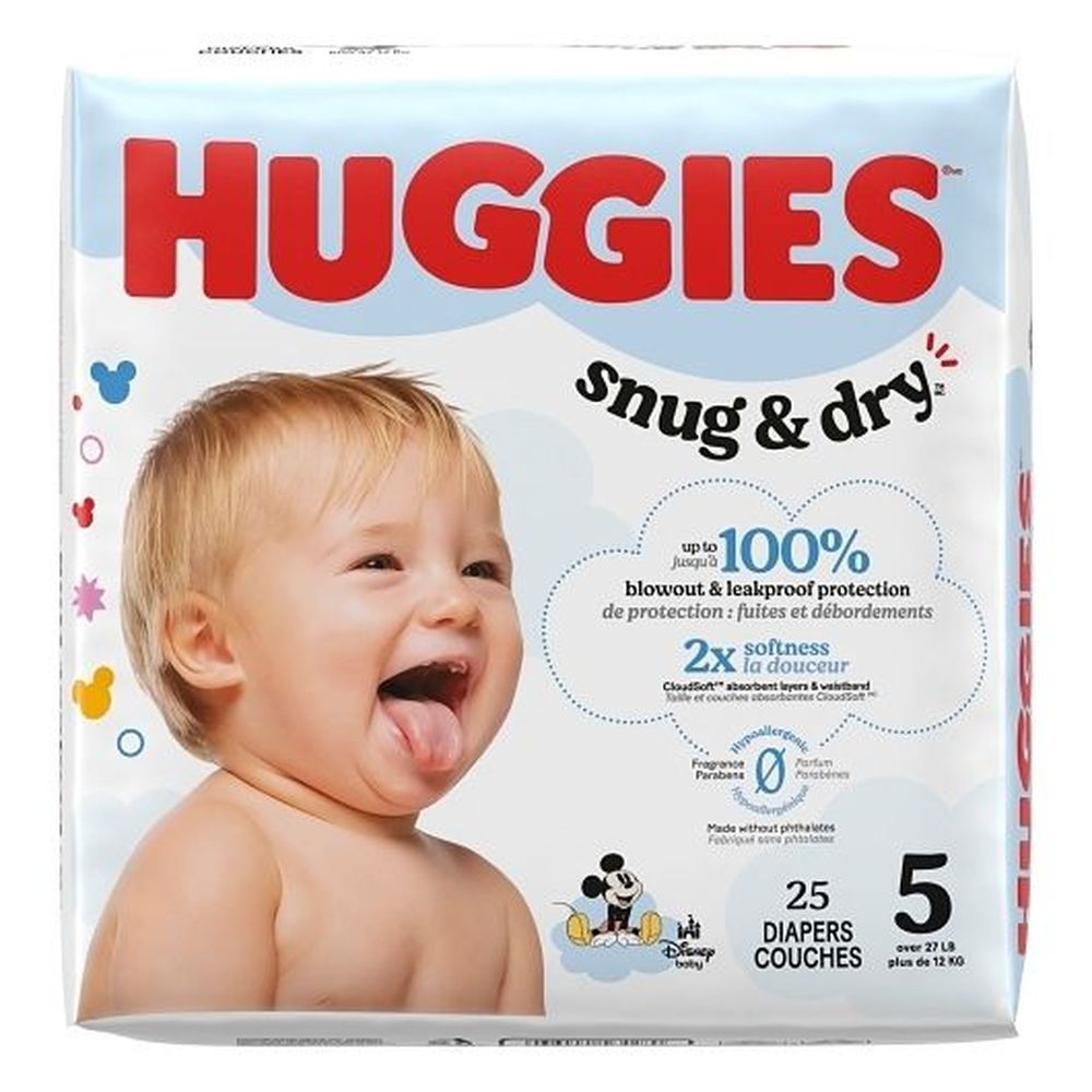 Huggies Snug and Dry Size 5 Diaper - Jumbo Pack, 25 count - 4 per case