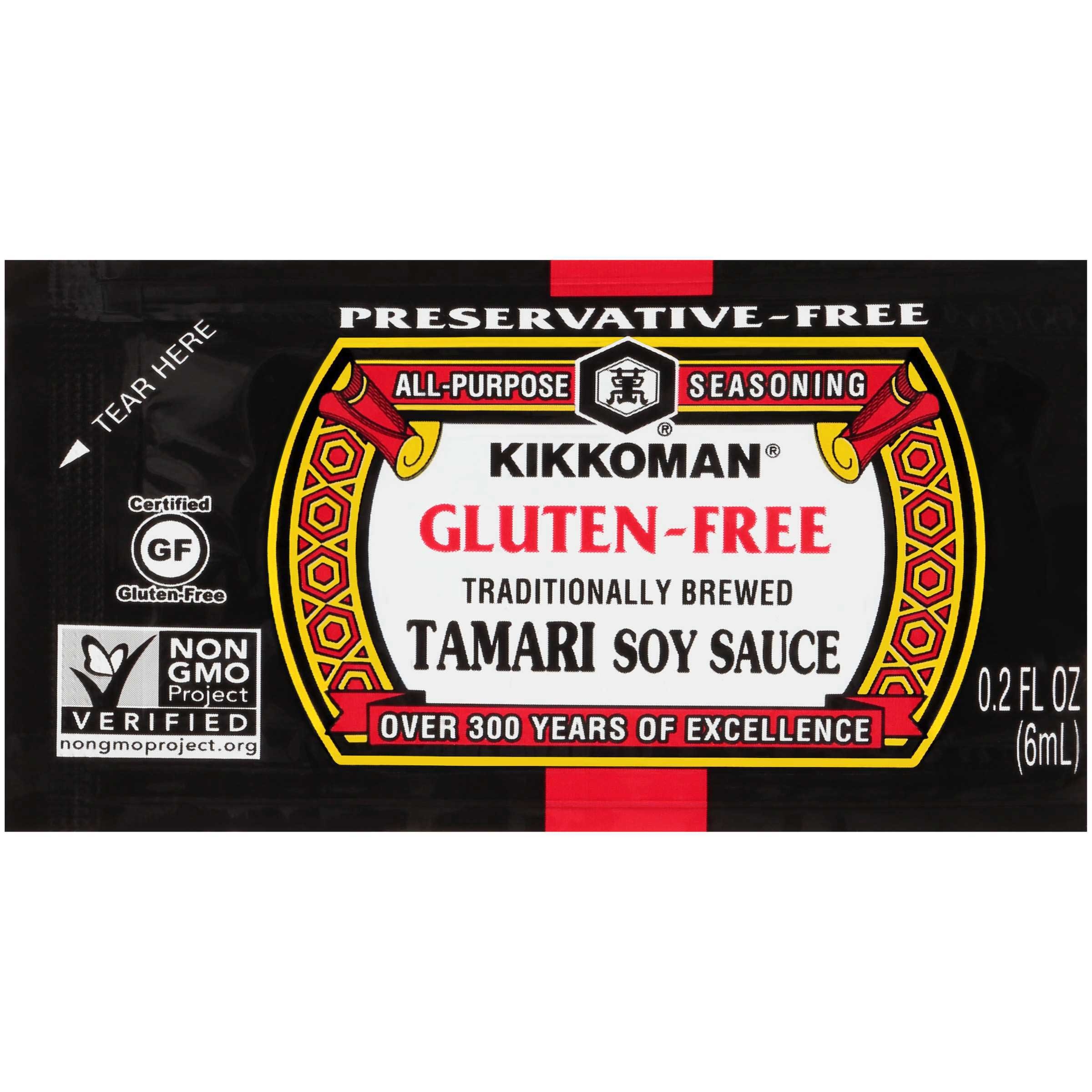 Kikkoman Gluten Free Tamari Soy Sauce, 6 Milliliter Packet -- 200 per case.