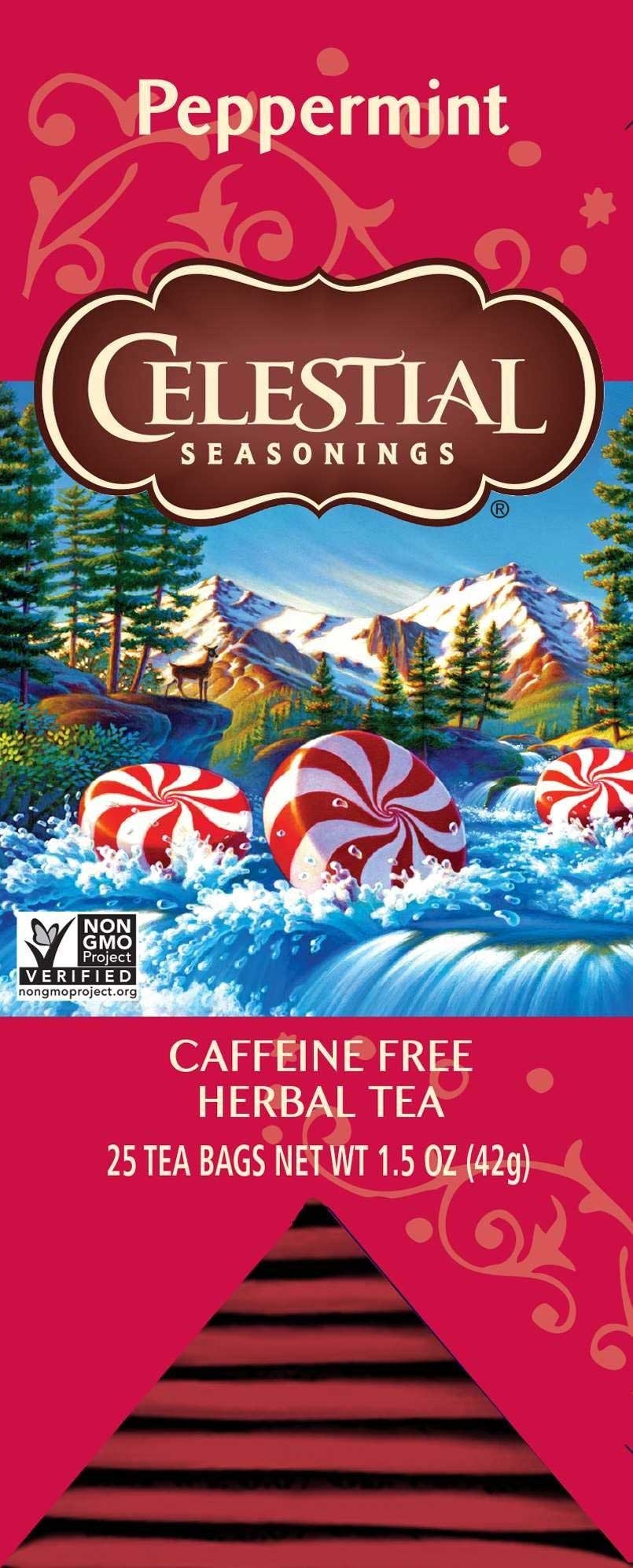 Celestial Seasonings Peppermint Caffeine Free Herbal Tea - 25 tea bags per pack -- 6 packs per case