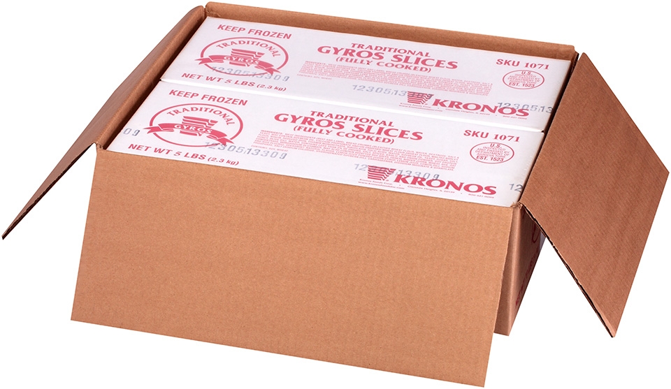 Kronos Frozen Gyrokone Fully Cooked Traditional Beef and Lamb Slice, 5 Pound -- 4 per case.