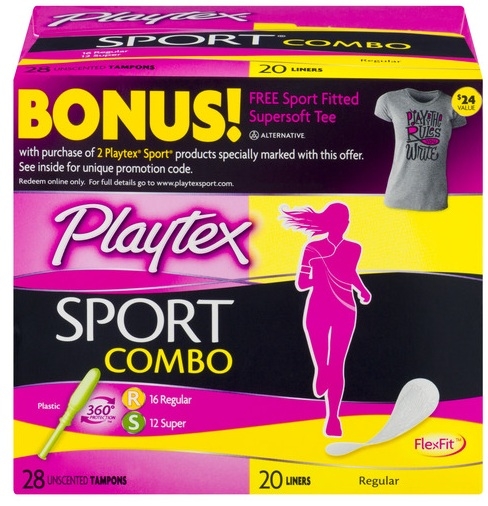 Playtex Sport Tampon and Liners - Combo Pack, 48 count per pack -- 8 per case.