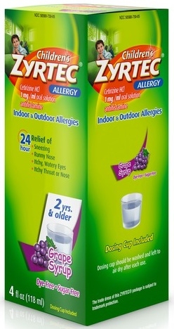 Zyrtec Dye Free Sugar Free Allergy Syrup, 3.4 Fluid Ounce -- 12 per case.