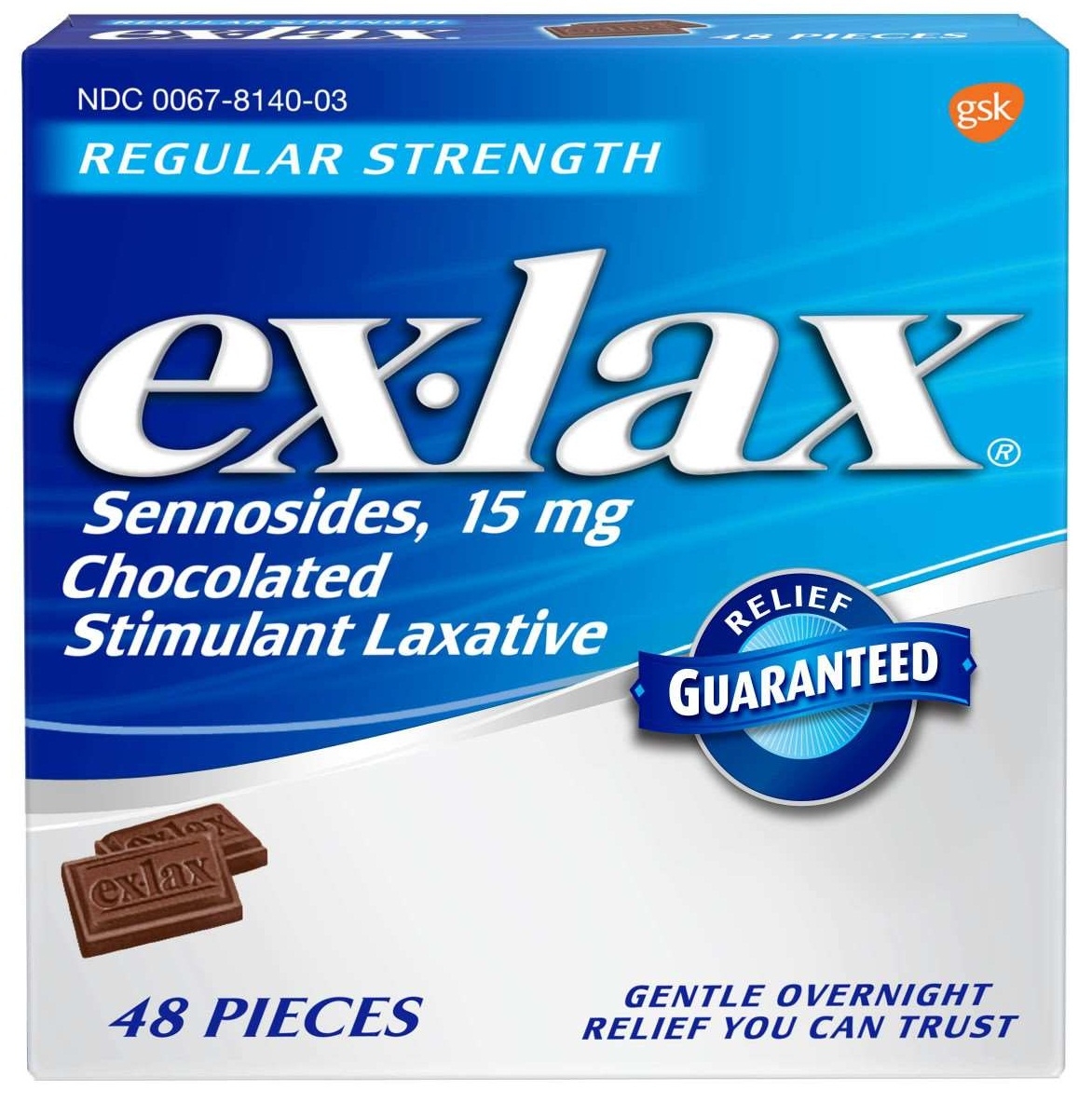 Ex-Lax Regular Strength Laxative Supplement Chocolate, 48 count per pack -- 24 per case