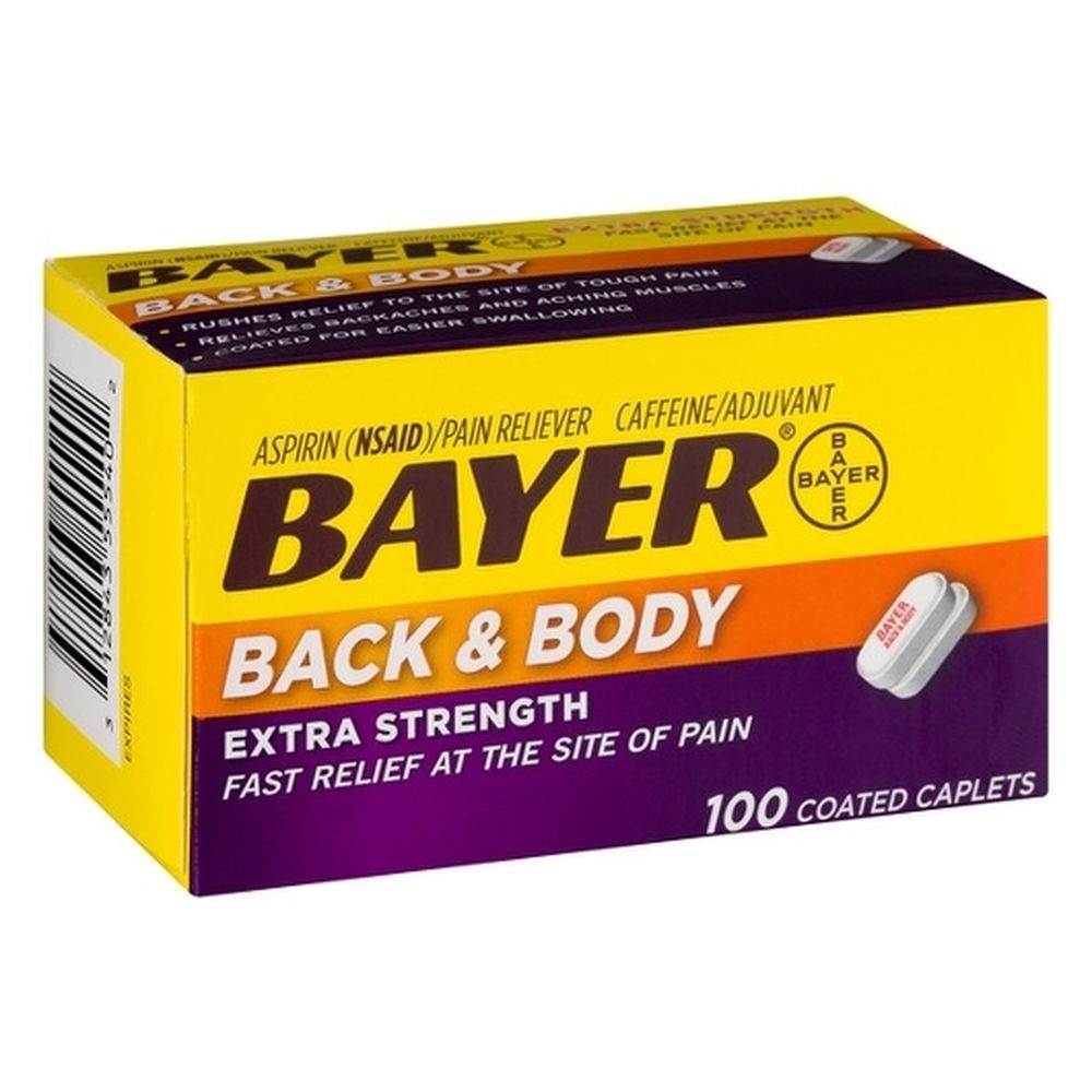 Bayer Aspirin Back and Body Extra Strength Coated Tablets, 100 count -- 24 per case