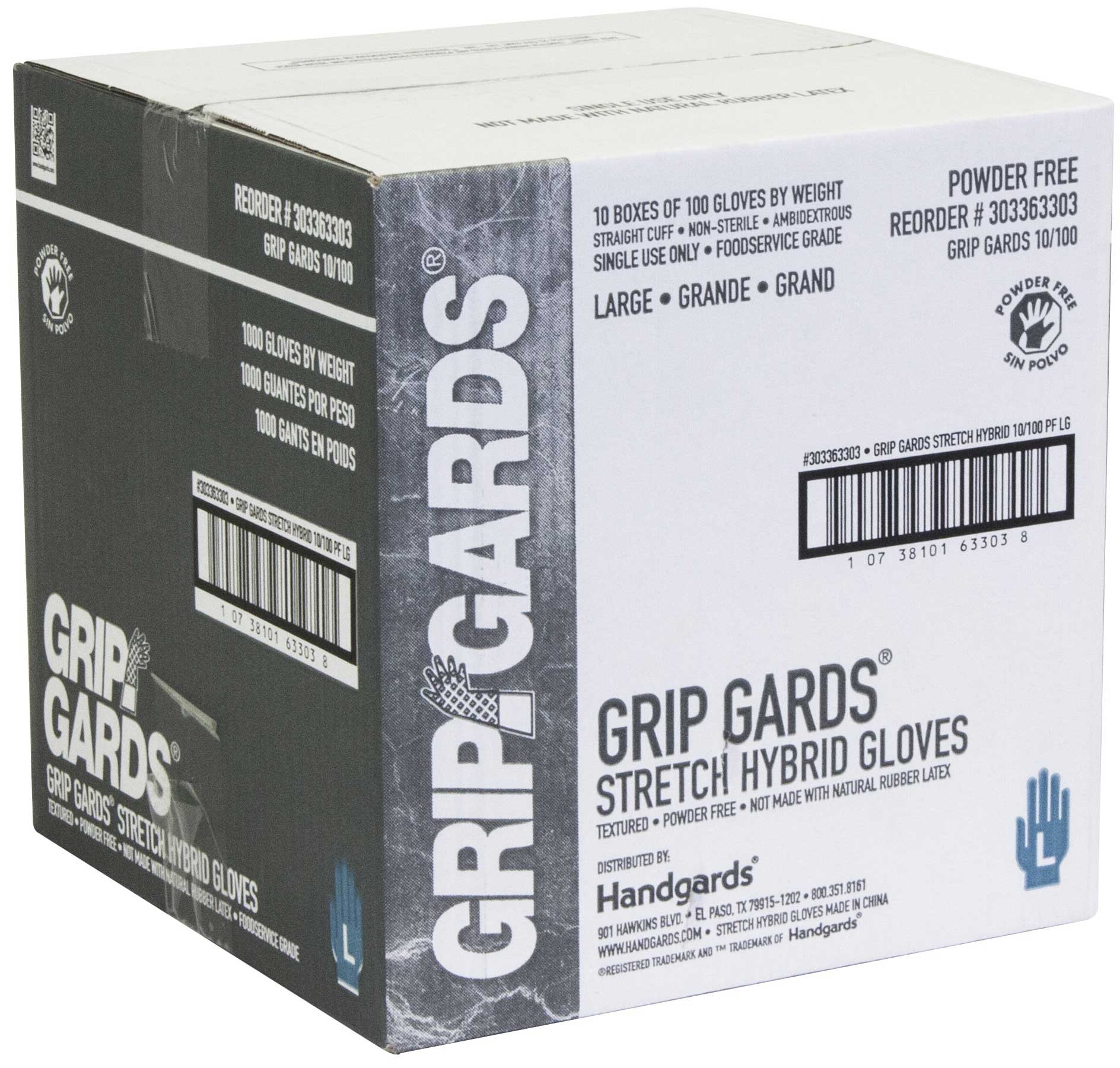 Grip Gards Clear Large Stretch Hybrid Gloves, 100 count per pack -- 10 per case.