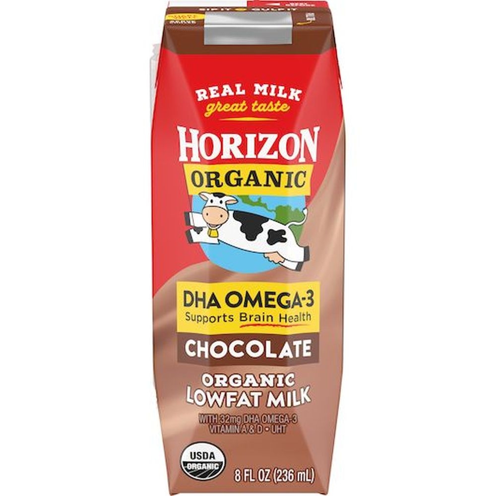 Horizon Organic 1 Percent Low Fat Chocolate Milk with Dha Omega-3, 8 Fluid Ounce Aseptic Box -- 18 per case