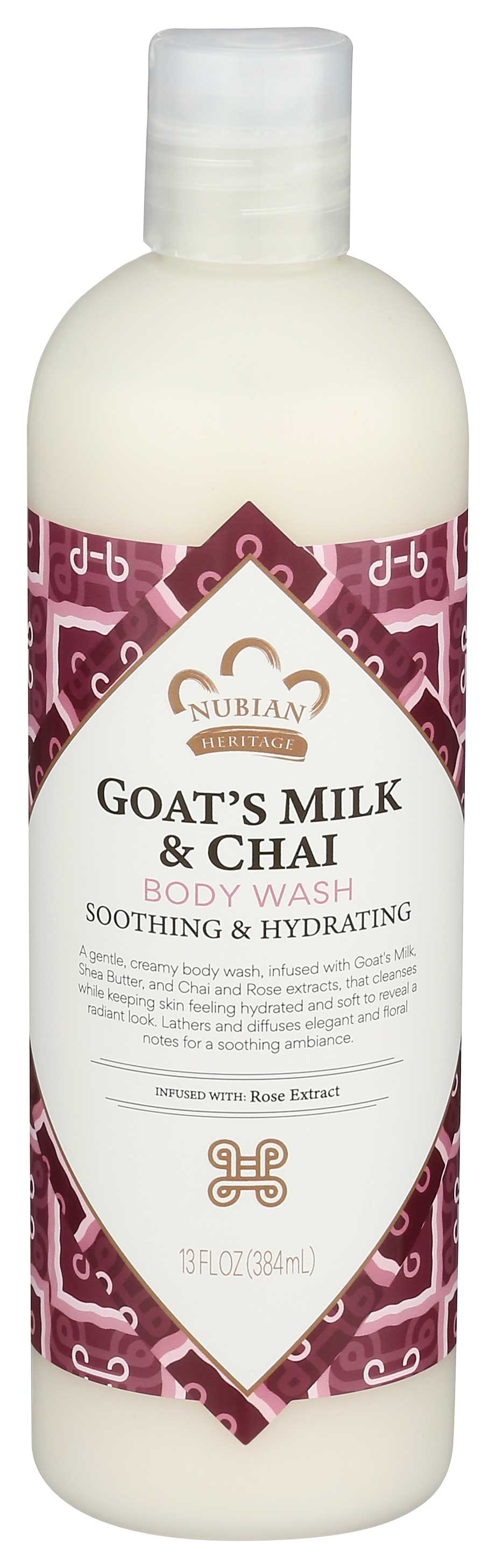Nubian Heritage Goats Milk Chai Soothing Plus Hydrating Body Wash, 13 Ounce -- 12 per case