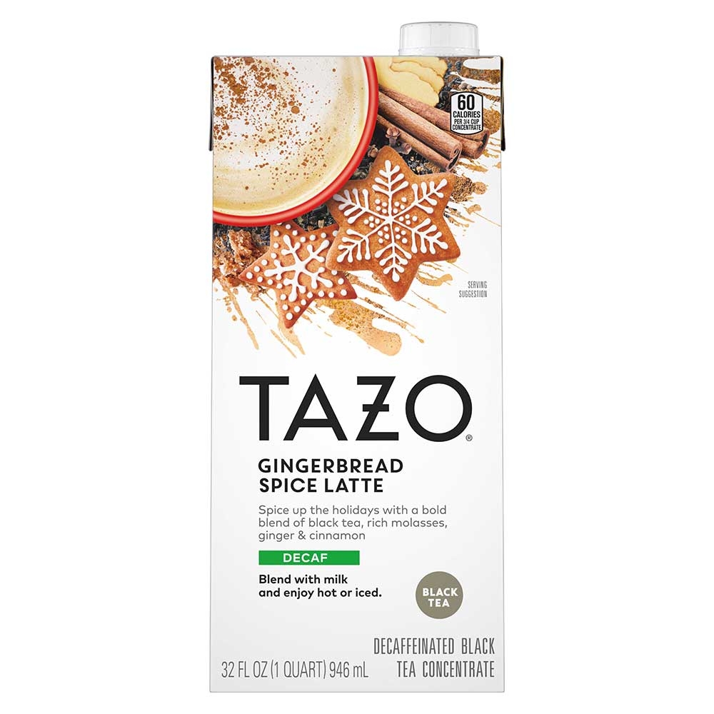 Single TAZO Gingerbread Spice Latte Decaffinated Black Tea Concentrate, 32 Ounce