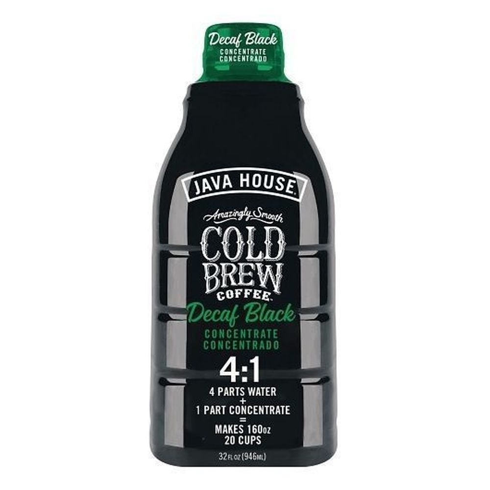 Java House Cold Brew 4:1 Concentrate Colombian Black Decaf Coffee, 32 Ounce -- 6 per case