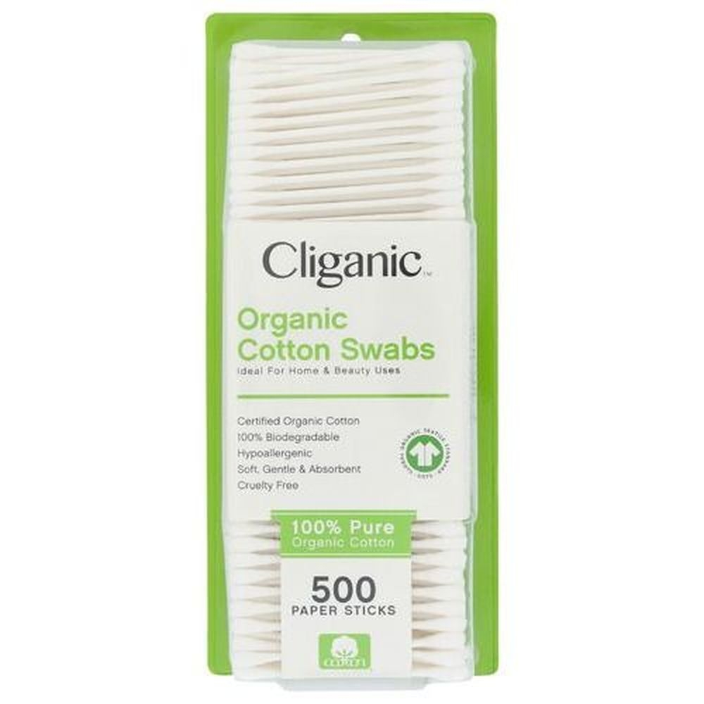 Cliganic Organic Cotton Swabs, 500 count