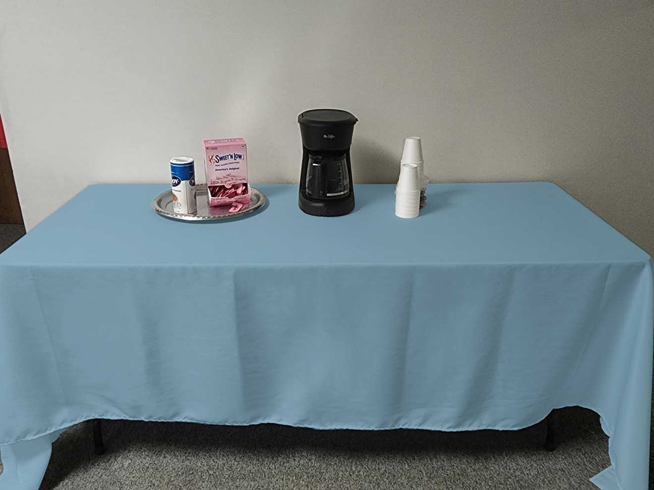 Intedge Light Blue 100 Percent Polyester Rectangular Tablecloth, 45 x 110 inch 