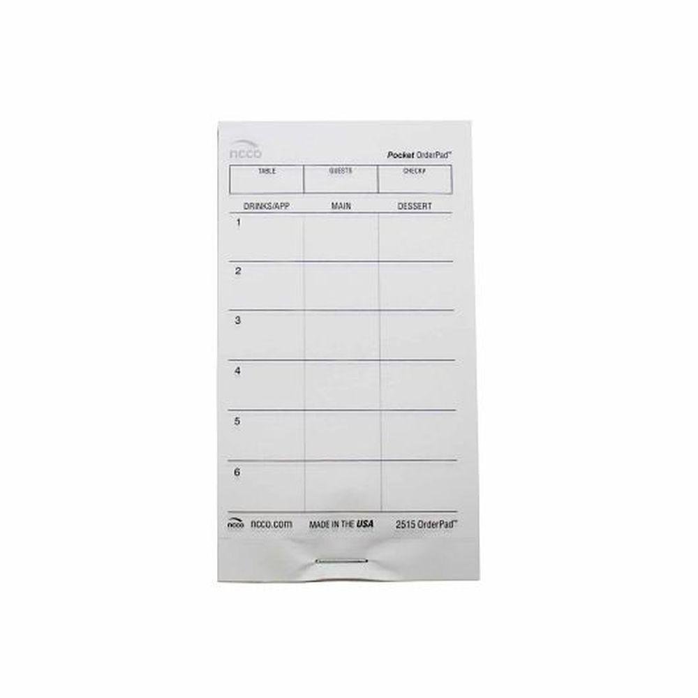 Ncco Pocket 1 Part White 13 Line Shrink Wrapped Order Pad, 100 count -- 50 per case