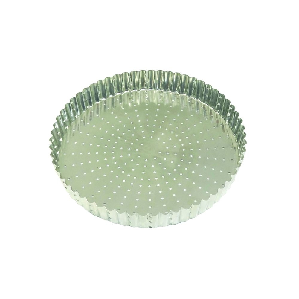 Gobel Tin Plate Perforated Fluted Tart Mold, 220 Millimeter Dia x 28 Millimeter
