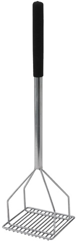 Winco Square Potato Masher with Chrome Plated Wooden Handle, 5.25 x 24 inch -- 12 per case