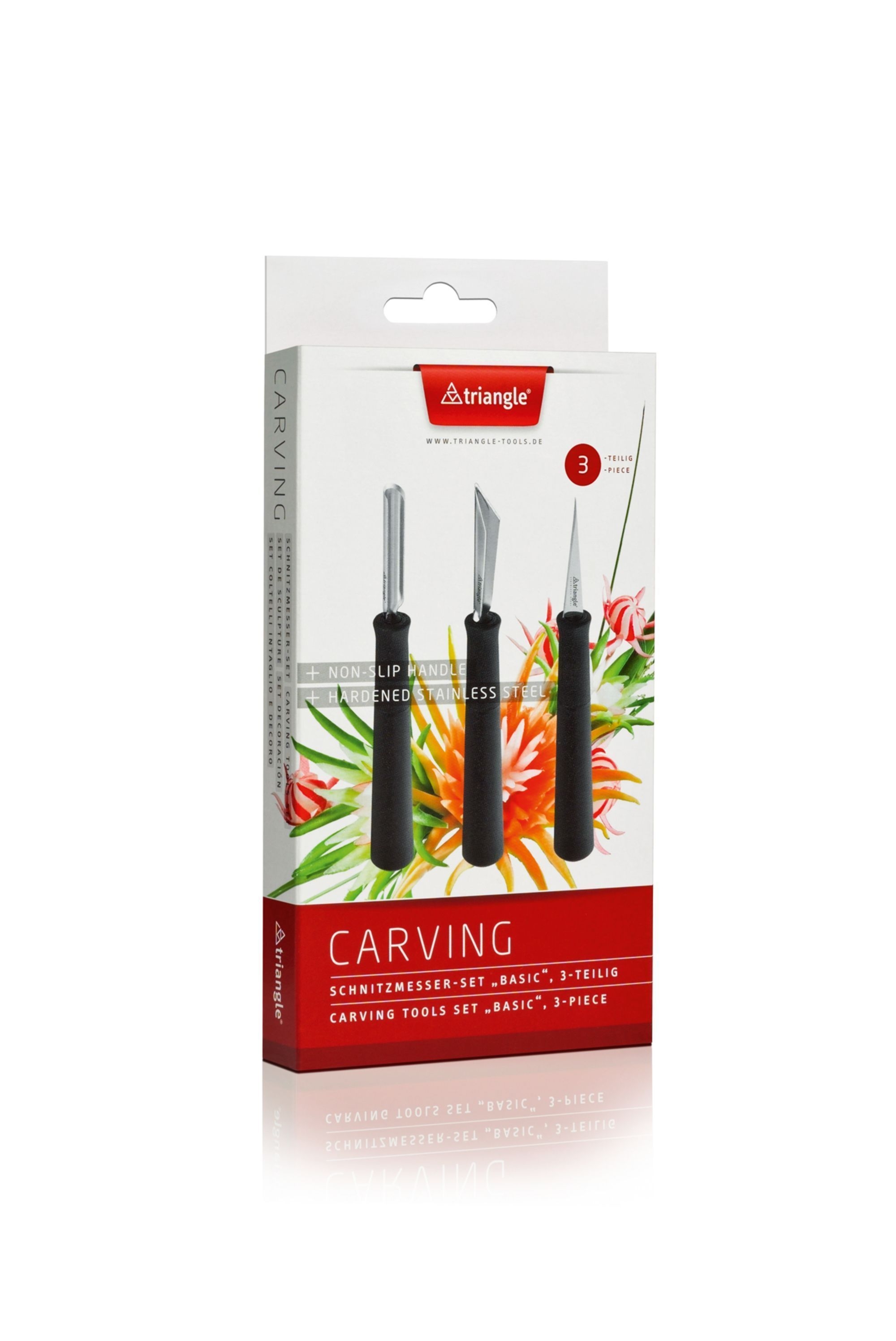 Triangle Stainless Steel Basic 3 Pieces Carving Tool Set, set of 3
