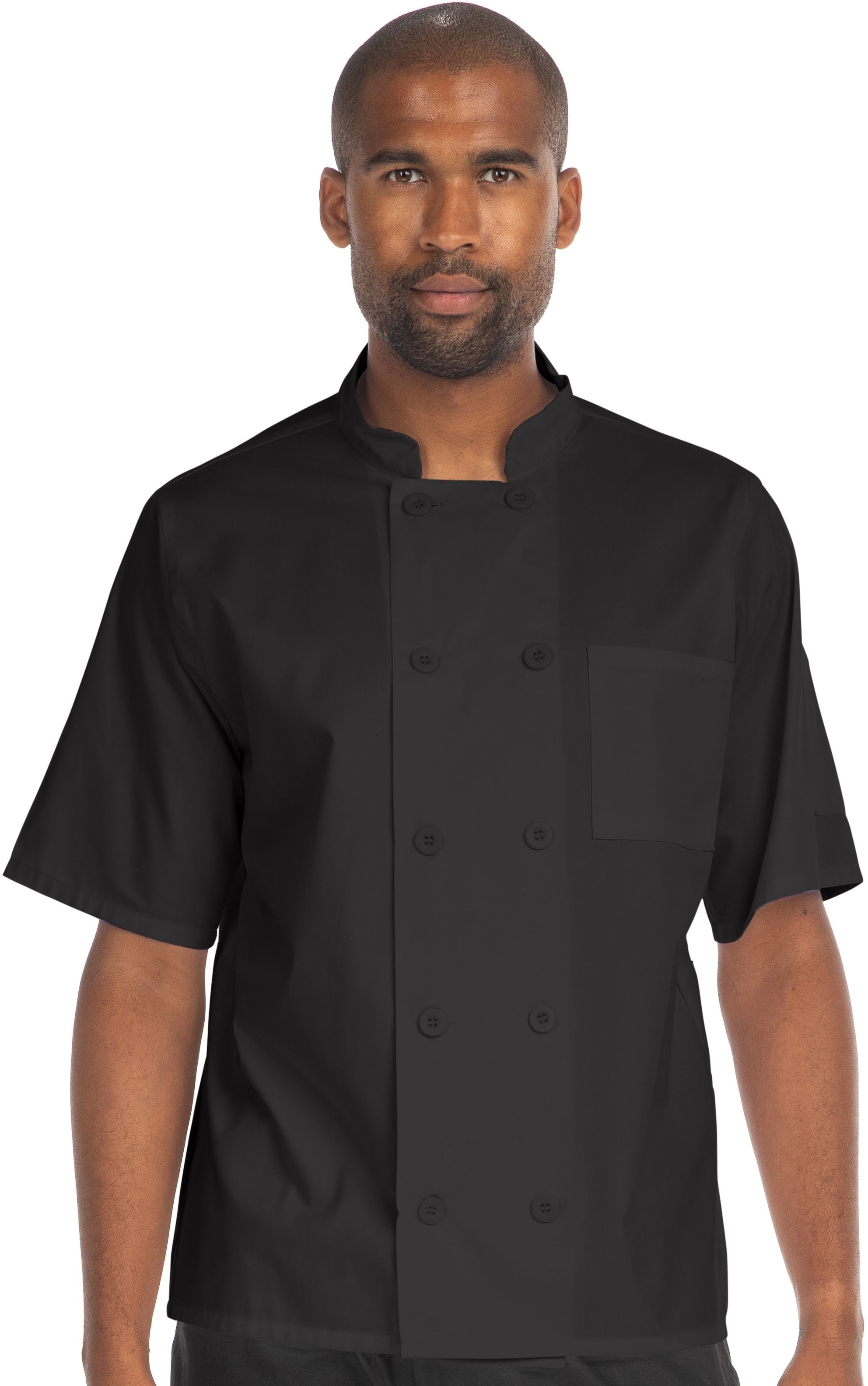 Hey Chef Black Large 10 Button Short Sleeve Mesh Coat