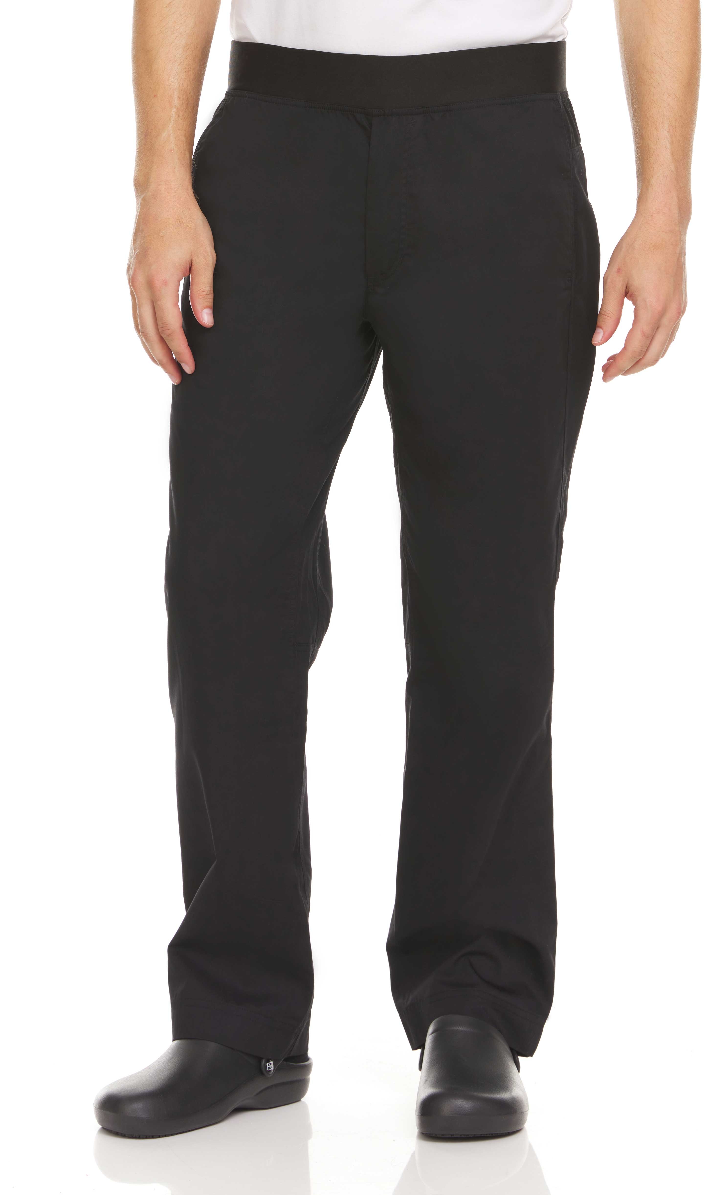 Hey Chef Black Small Inseam Unisex Slim Fit Chef Pant with Elastic Band, 31 inch
