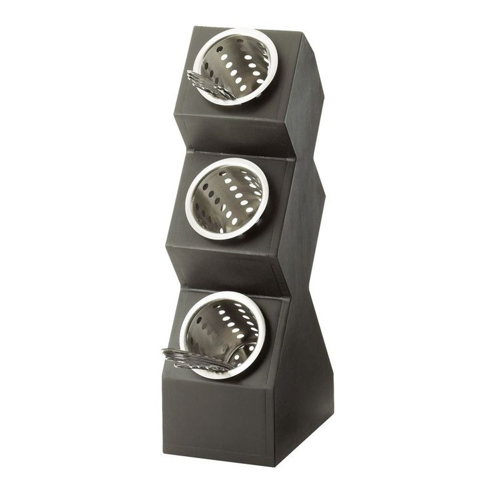 Cal-Mil Classic Midnight 3-Cylinder Vertical Flatware / Condiment Display, 6.25 x 9.38 x 22.63 inch