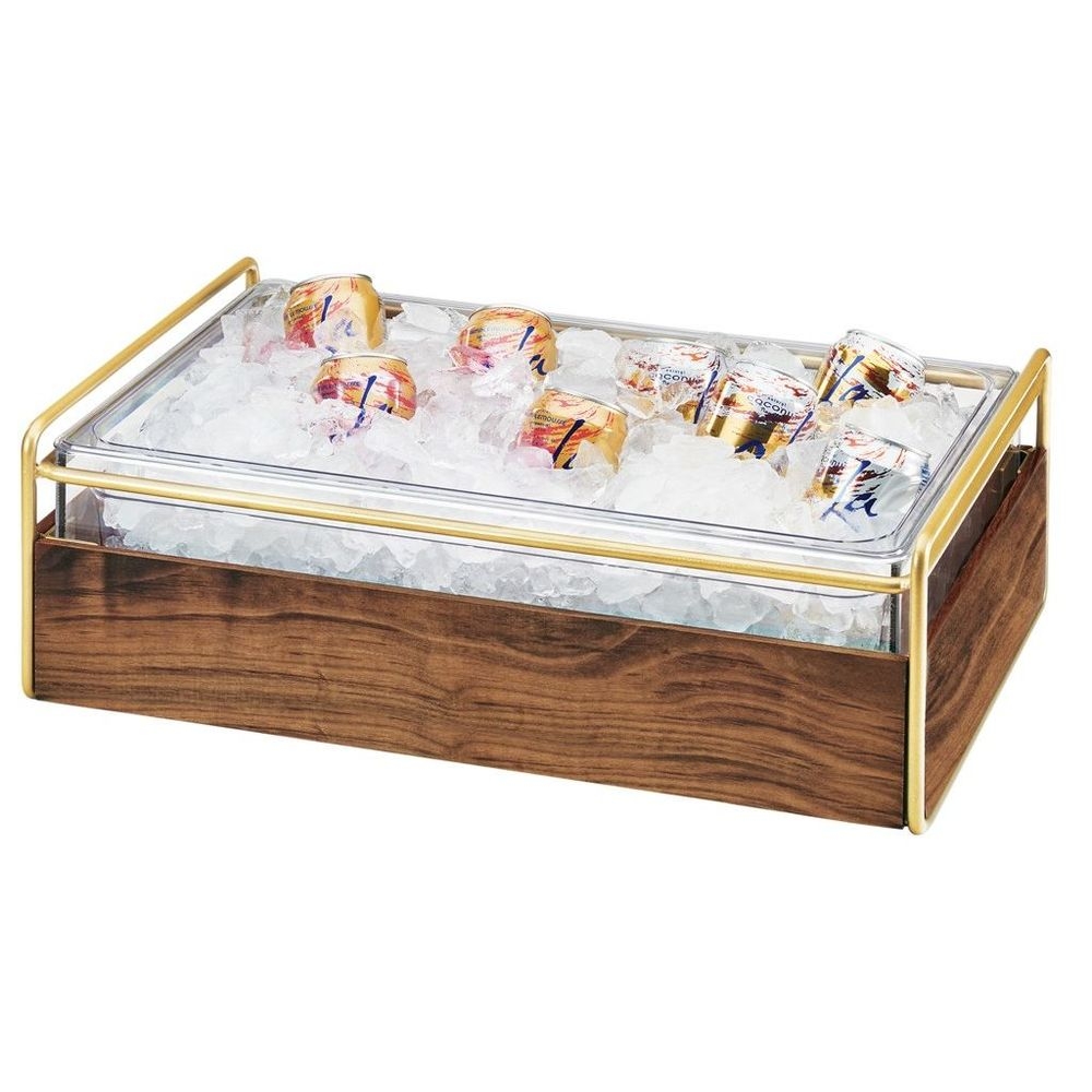 Cal-Mil Brass Mid Century Ice Housing with Clear Pan, 21.75 x 13.5 x 7.25 inch