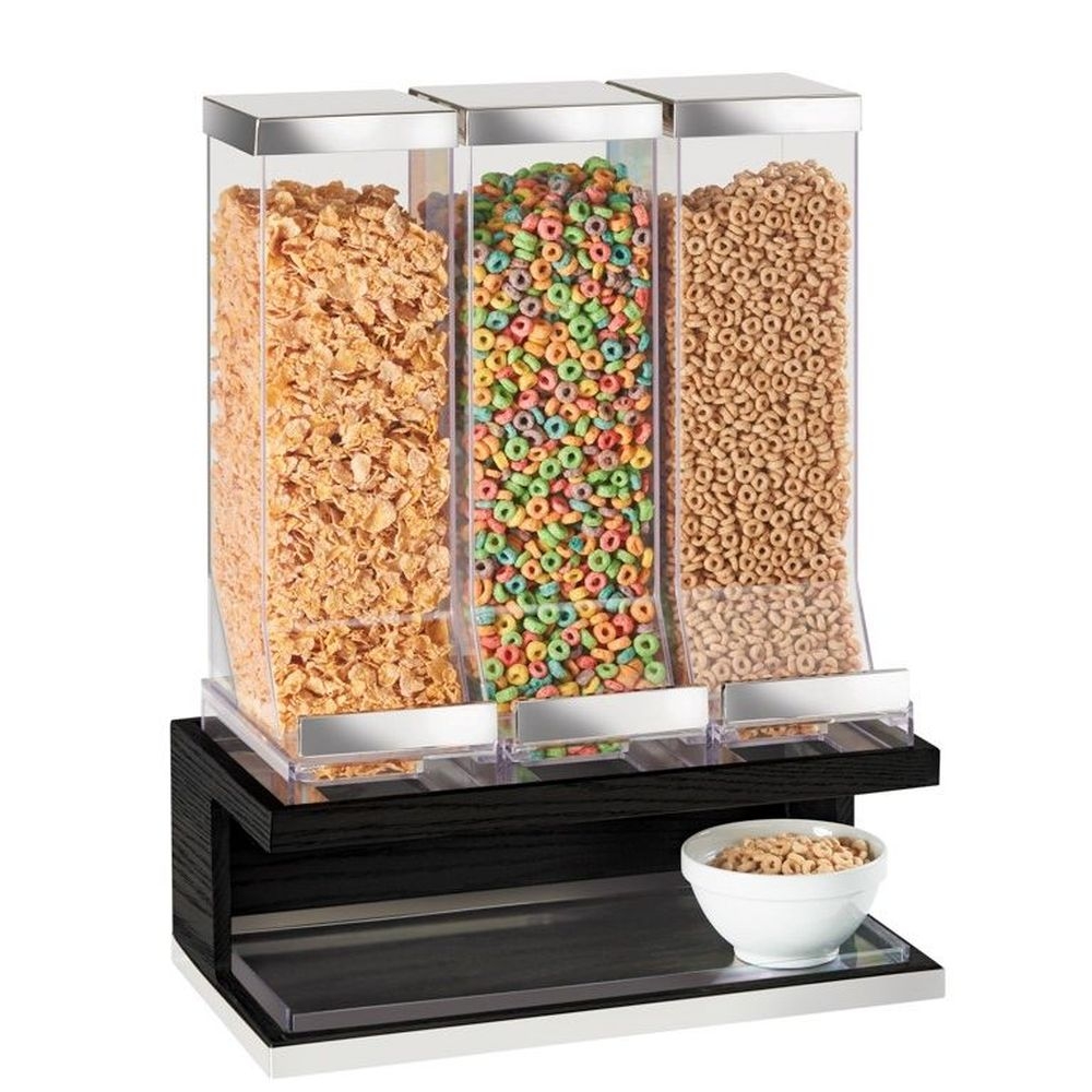 Cal-Mil Oak Cinderwood Gray 3 Cylinders Cereal Dispenser, 17.5 x 9.5 x 24 inch
